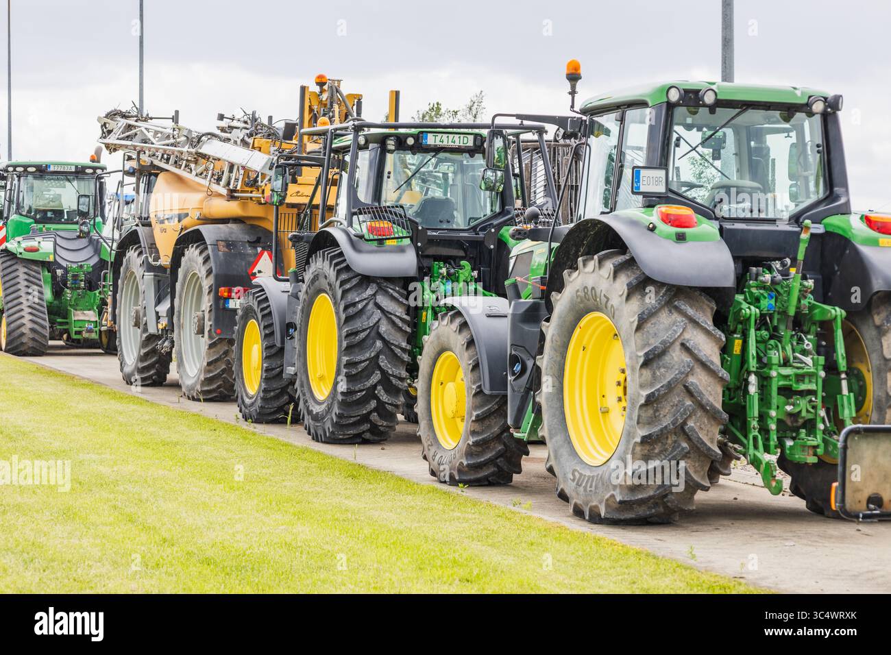 Row of Heavy Duty Agricultural Tractors. Kaunas, Lithuania, 19 June