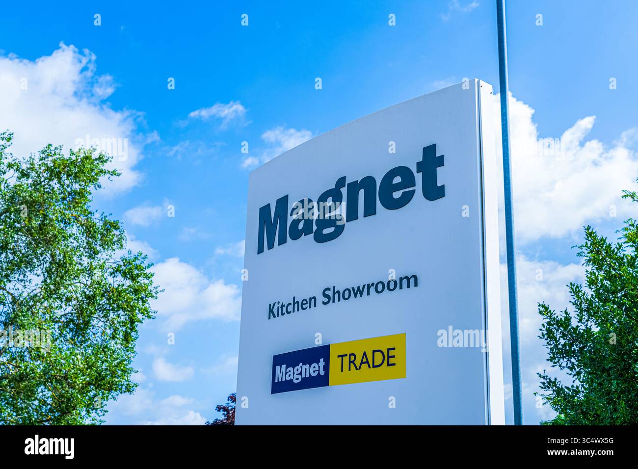 Norwich, UK – July 25th 2025: External signboard of UK based kitchen retailer, Magnet Stock Photo