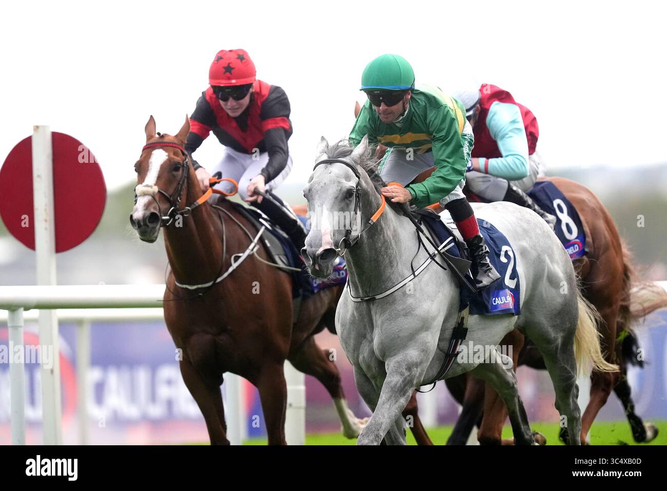 Summer Snow ridden by Rory Cleary (centre, green silks) wins the ...