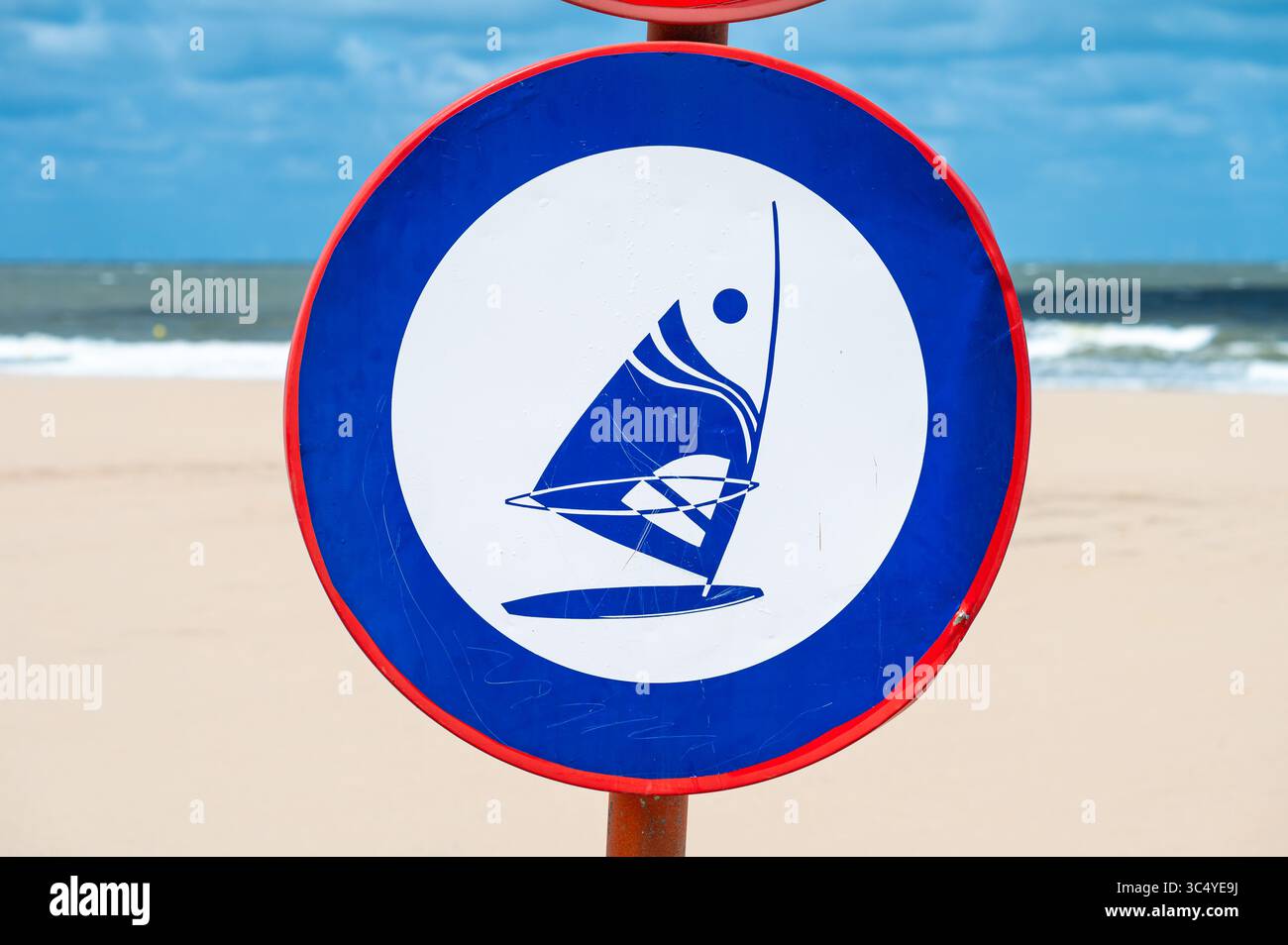 Surfing allowed on this beach sign in Knokke Heist West Flanders Surfing allowed on this beach sign in Knokke Heist West Flanders