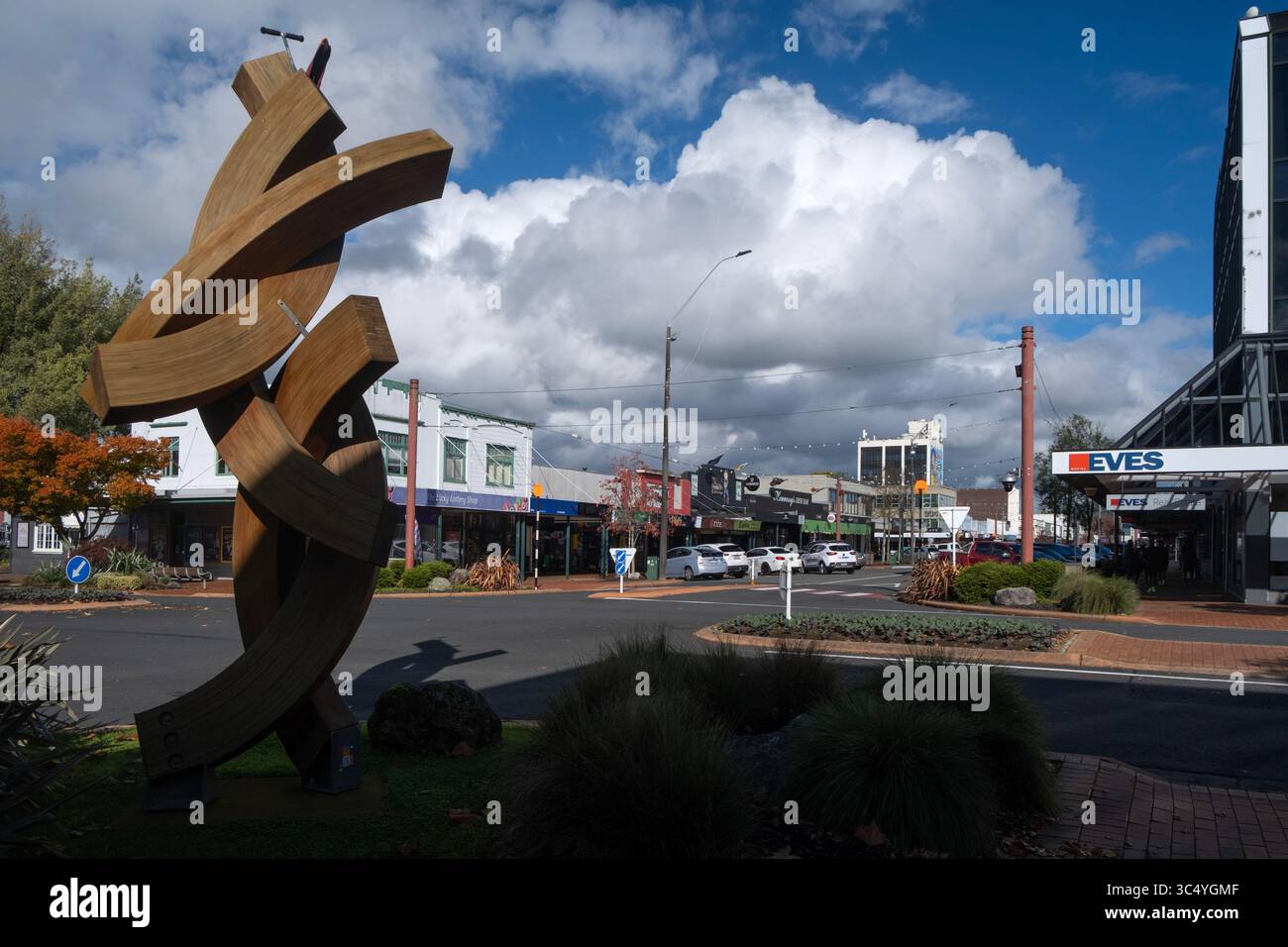 View of the central business district of downtown Rotorua, New Zealand Stock Photo