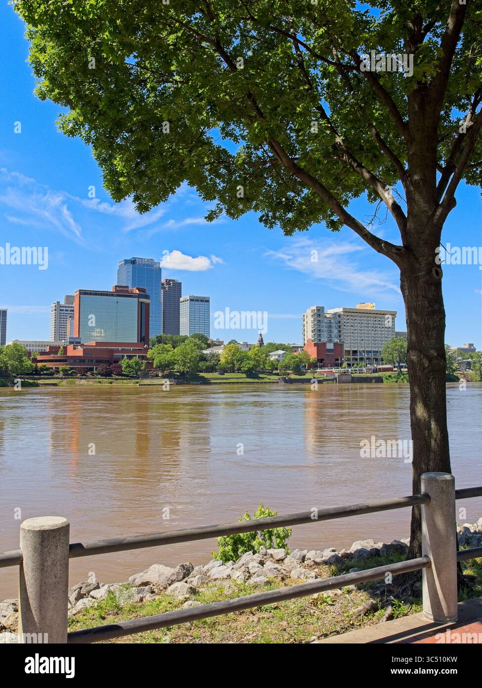Little Rock downtown city skyline across Arkansas river from North ...