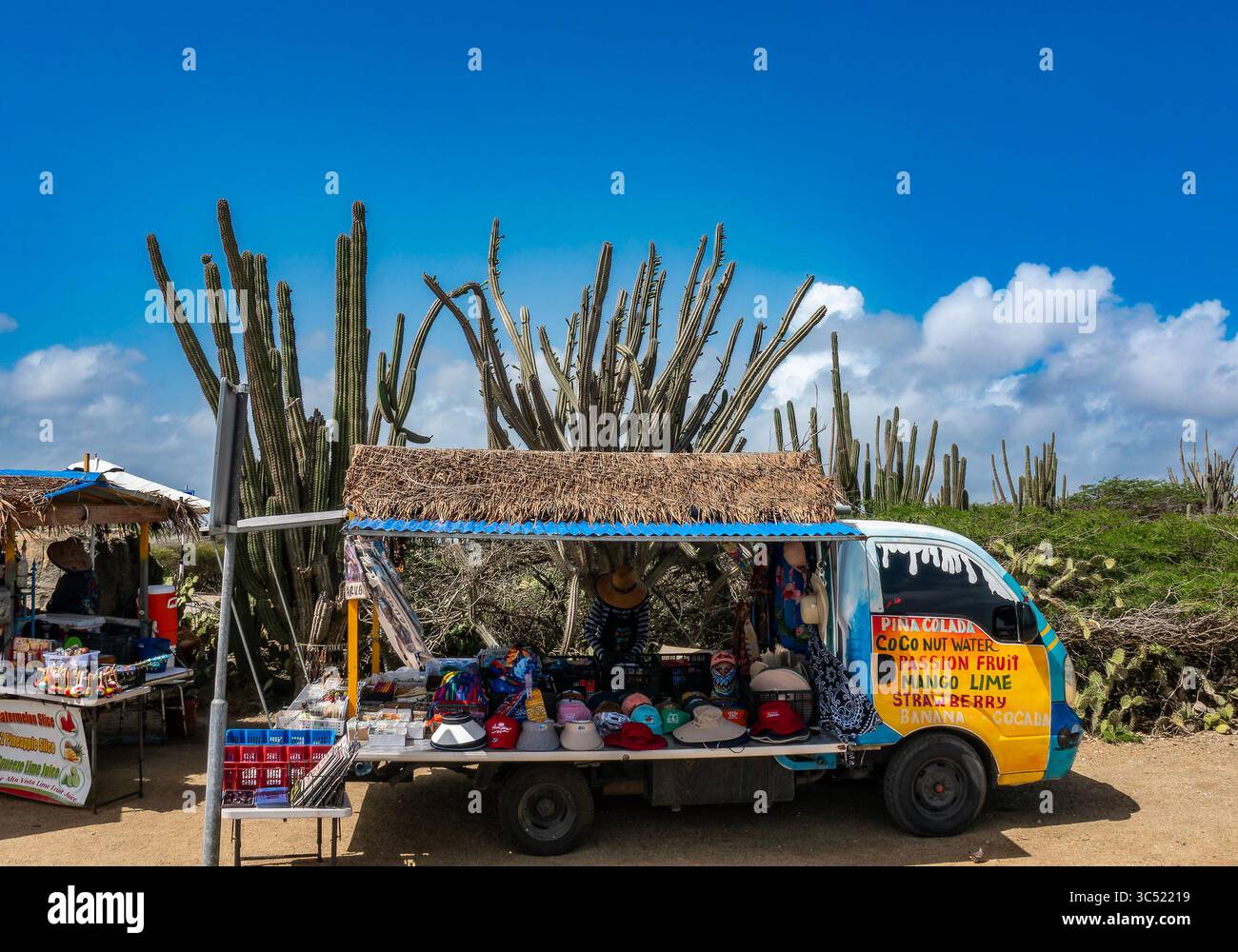 A food truck at a tourist spot on Aruba. Stock Photo