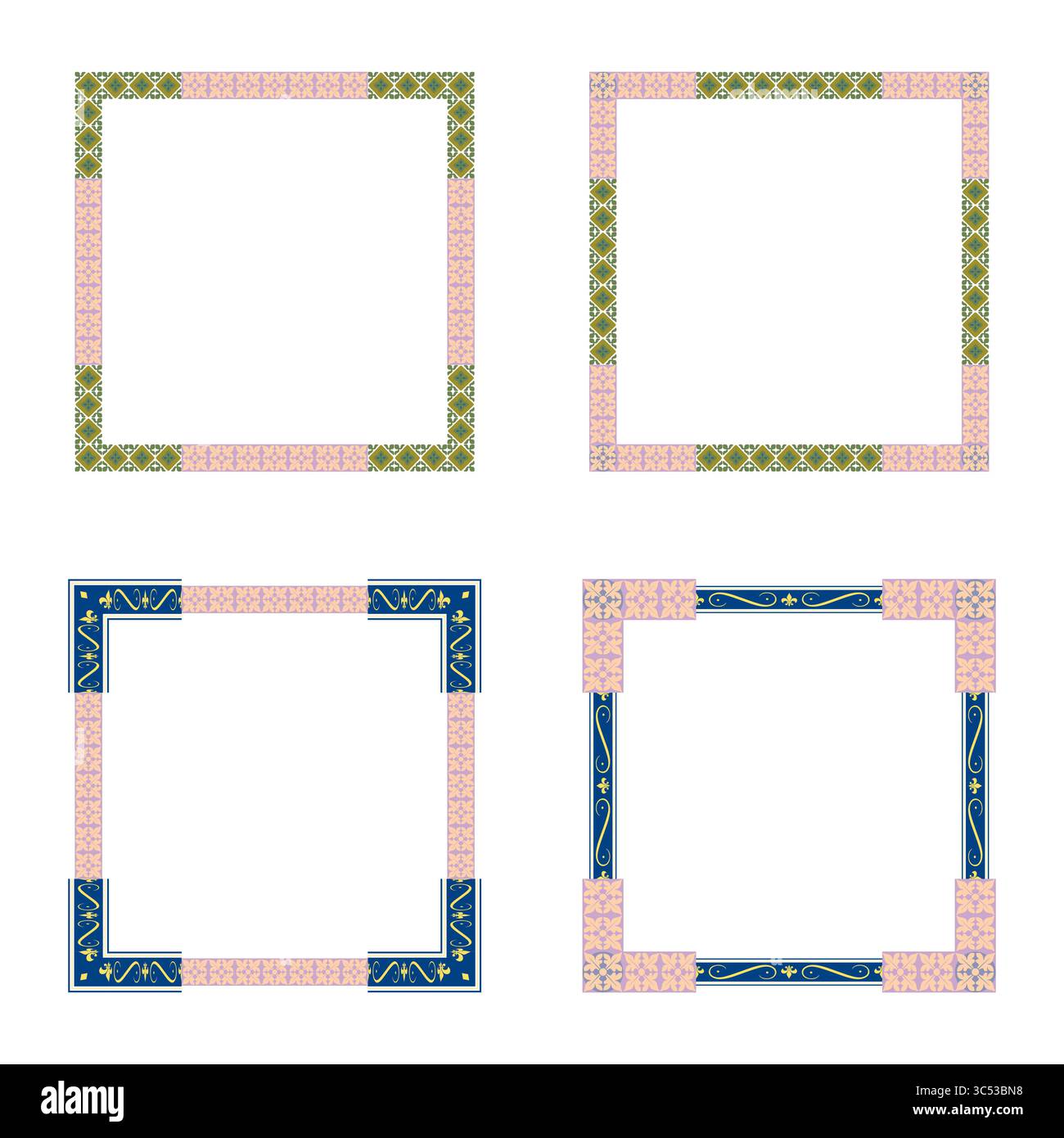 Pastel square frame. Yellow and pink mosaic. Delicate soft pattern. Stock Vector