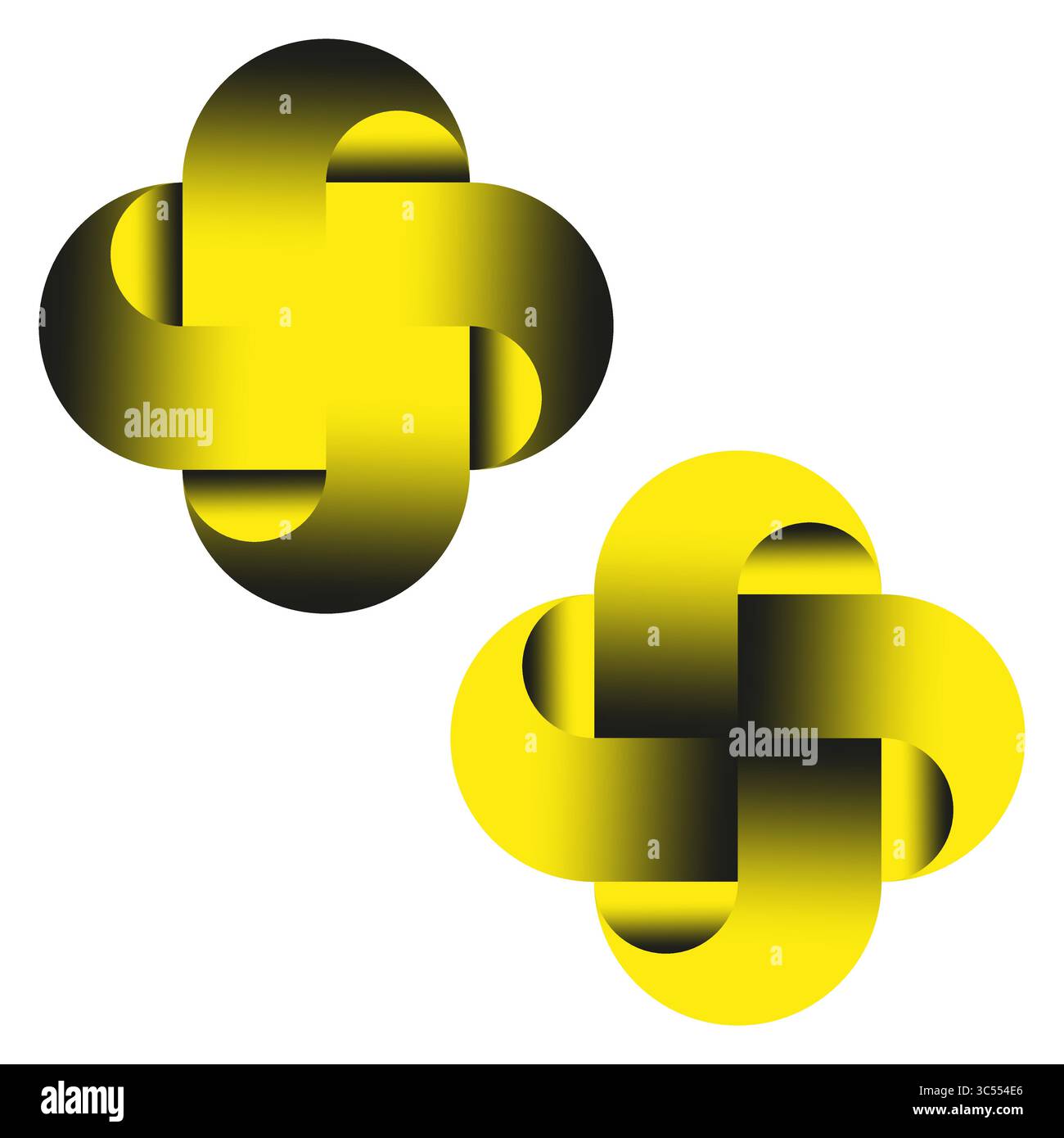 Abstract gradient emblem. Yellow black shape. Intertwined design Vector. Modern corporate symbol. Stock Vector