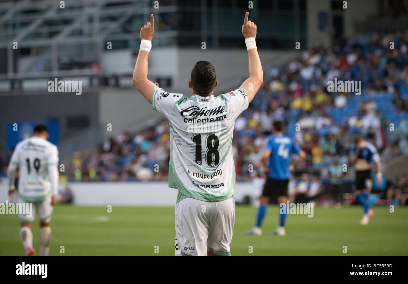 Montreal, Canada. 17th Apr, 2025. Club Leon's Rogelio Funes Mori celebrates his goal against CF Montreal during first half Leagues Cup action In Montreal on Tuesday, July 29, 2025. Credit: The Canadian Press/17�Թ����� Live News Stock Photo