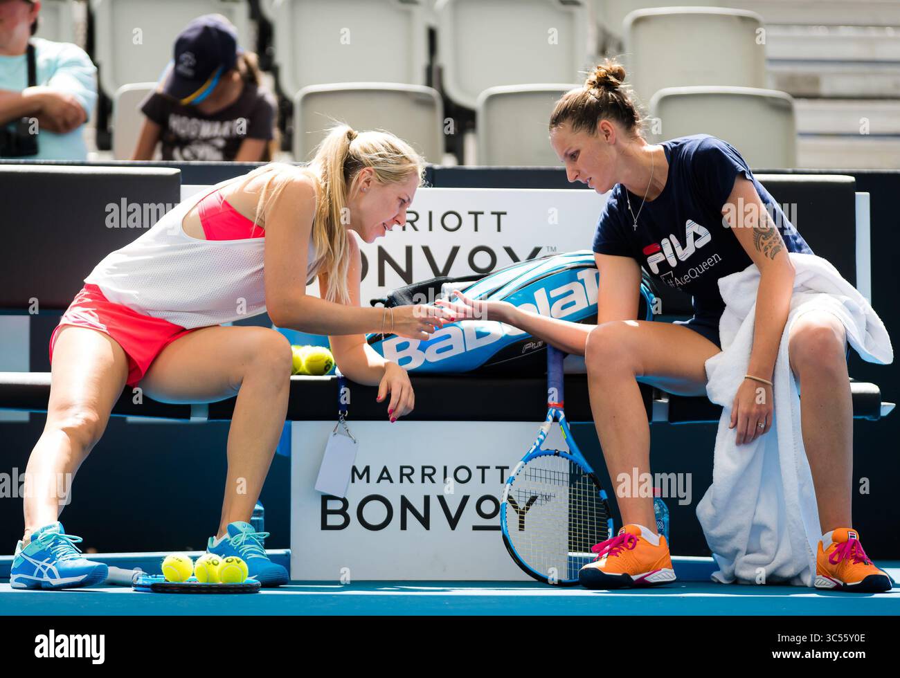 January 3, 2020, Brisbane, AUSTRALIA: Karolina Pliskova of the Czech Republic with coach Olga Savchuk during practice ahead of the 2020 Brisbane International WTA Premier tennis tournament (Credit Image: © AFP7 via ZUMA Wire) Stock Photo