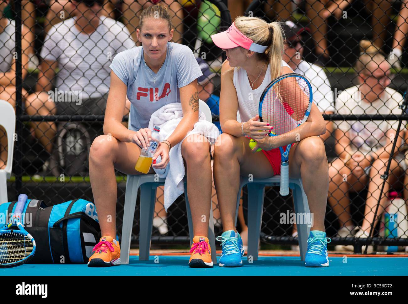 January 5, 2020, Brisbane, AUSTRALIA: Karolina Pliskova of the Czech Republic with coach Olga Savchuk during practice ahead of the 2020 Brisbane International WTA Premier tennis tournament (Credit Image: © AFP7 via ZUMA Wire) Stock Photo