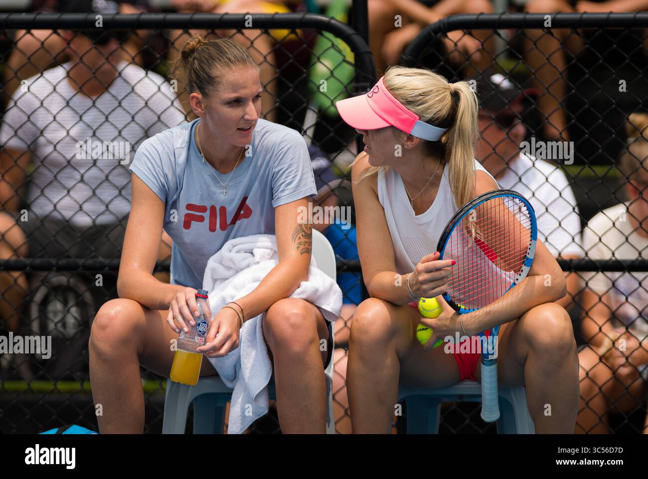 January 5, 2020, Brisbane, AUSTRALIA: Karolina Pliskova of the Czech Republic with coach Olga Savchuk during practice ahead of the 2020 Brisbane International WTA Premier tennis tournament (Credit Image: © AFP7 via ZUMA Wire) Stock Photo