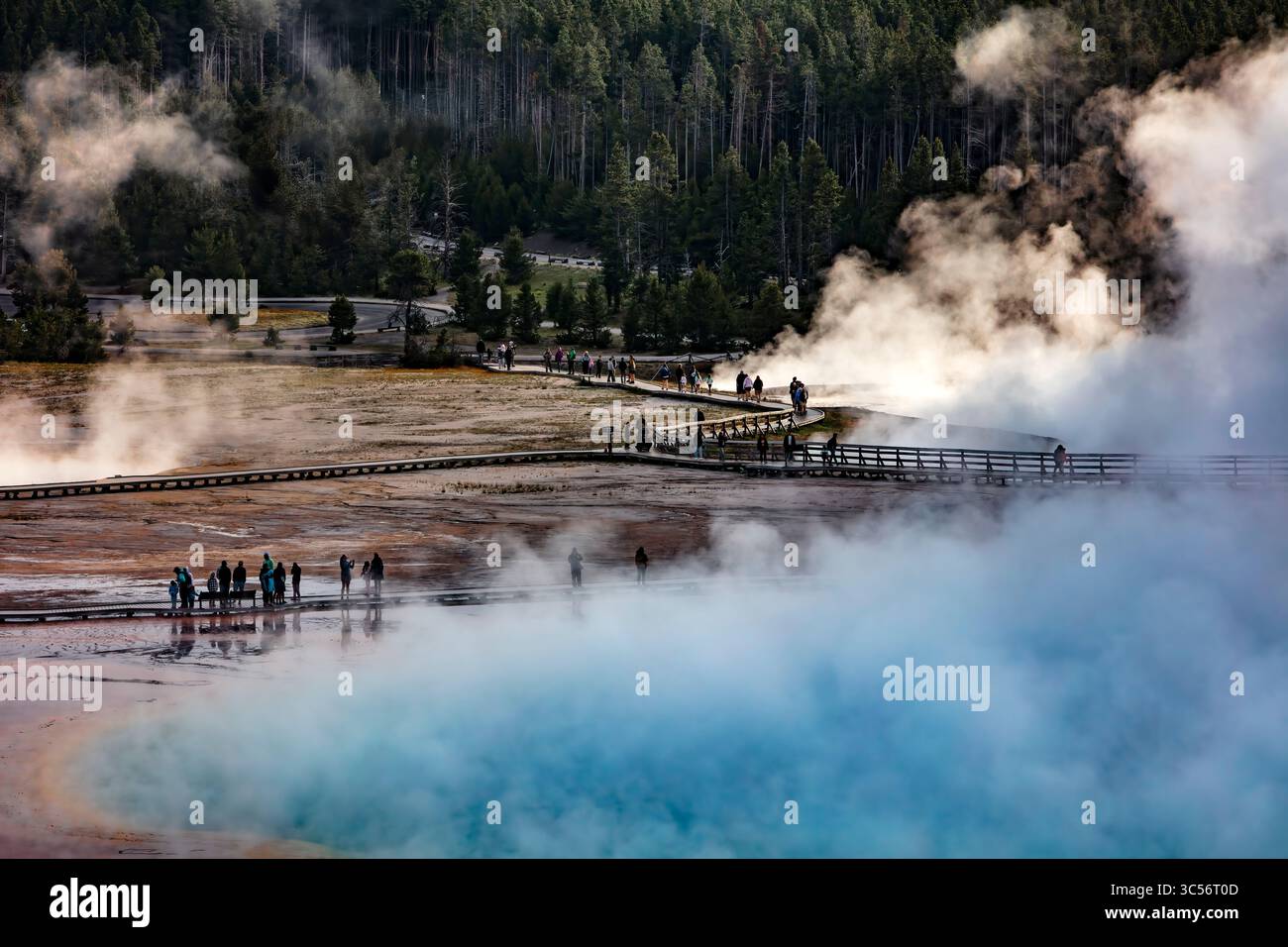 Grand Prismatic Spring, the largest hot spring in Yellowstone National Park Stock Photo