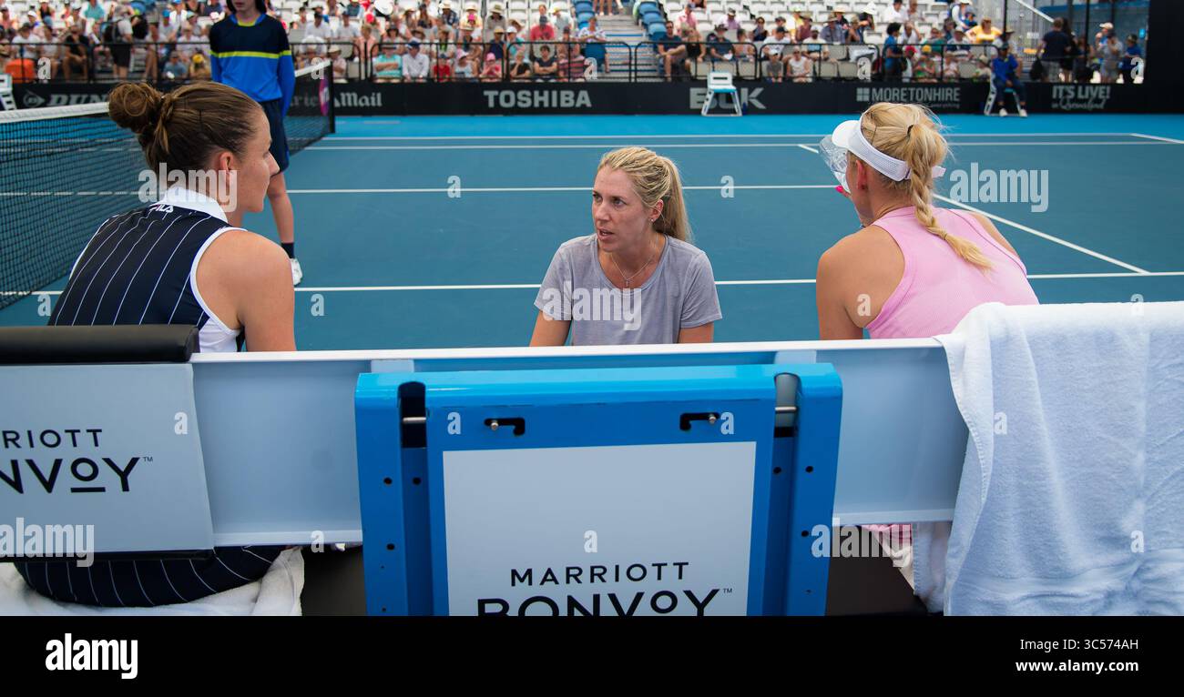 January 8, 2020, Brisbane, AUSTRALIA: Olga Savchuk during on court coaching at the 2020 Brisbane International WTA Premier tennis tournament (Credit Image: © AFP7 via ZUMA Wire) Stock Photo