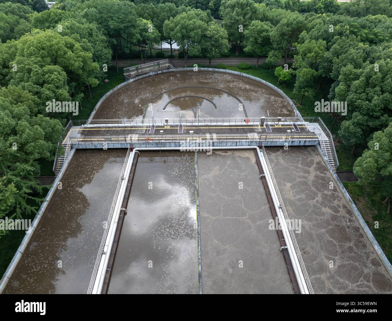 aerial view wastewater treatment plant Stock Photo - Alamy