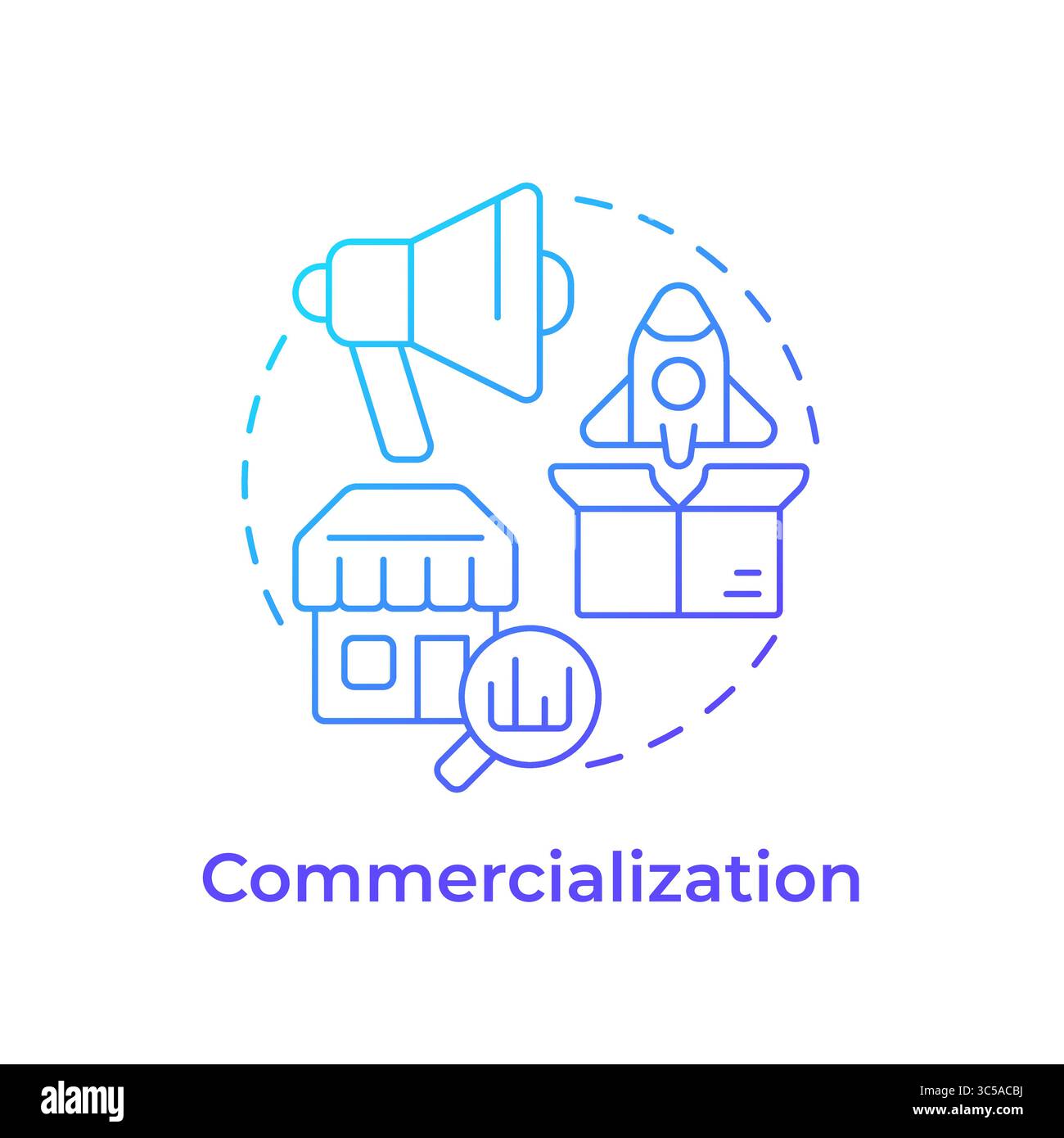Commercialization blue gradient concept icon Stock Vector