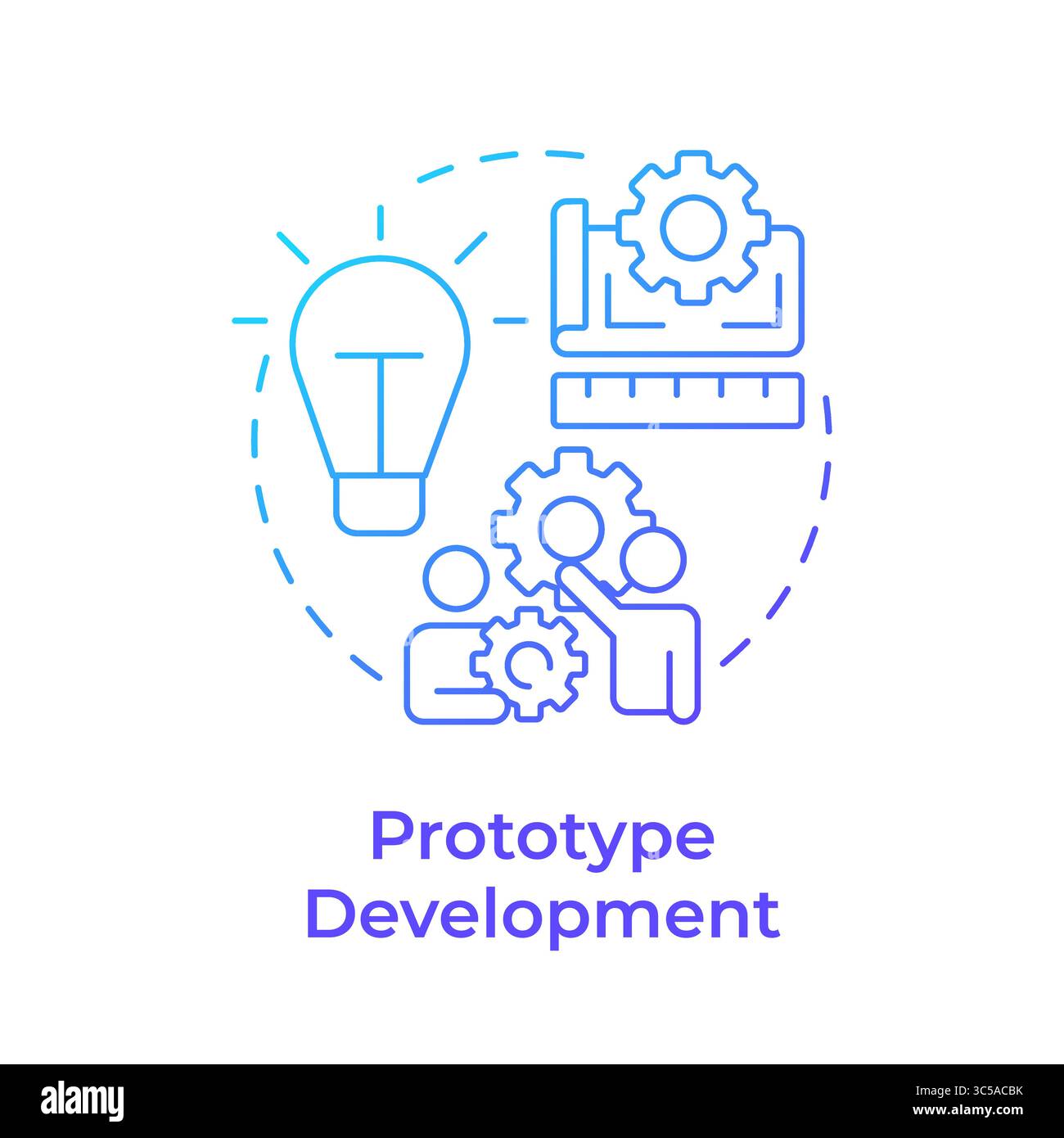 Prototype development blue gradient concept icon Stock Vector