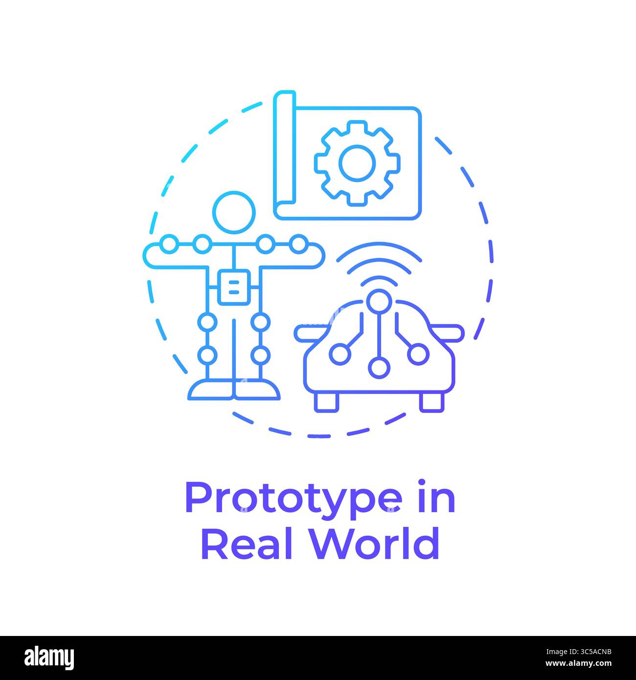 Prototype in real world blue gradient concept icon Stock Vector