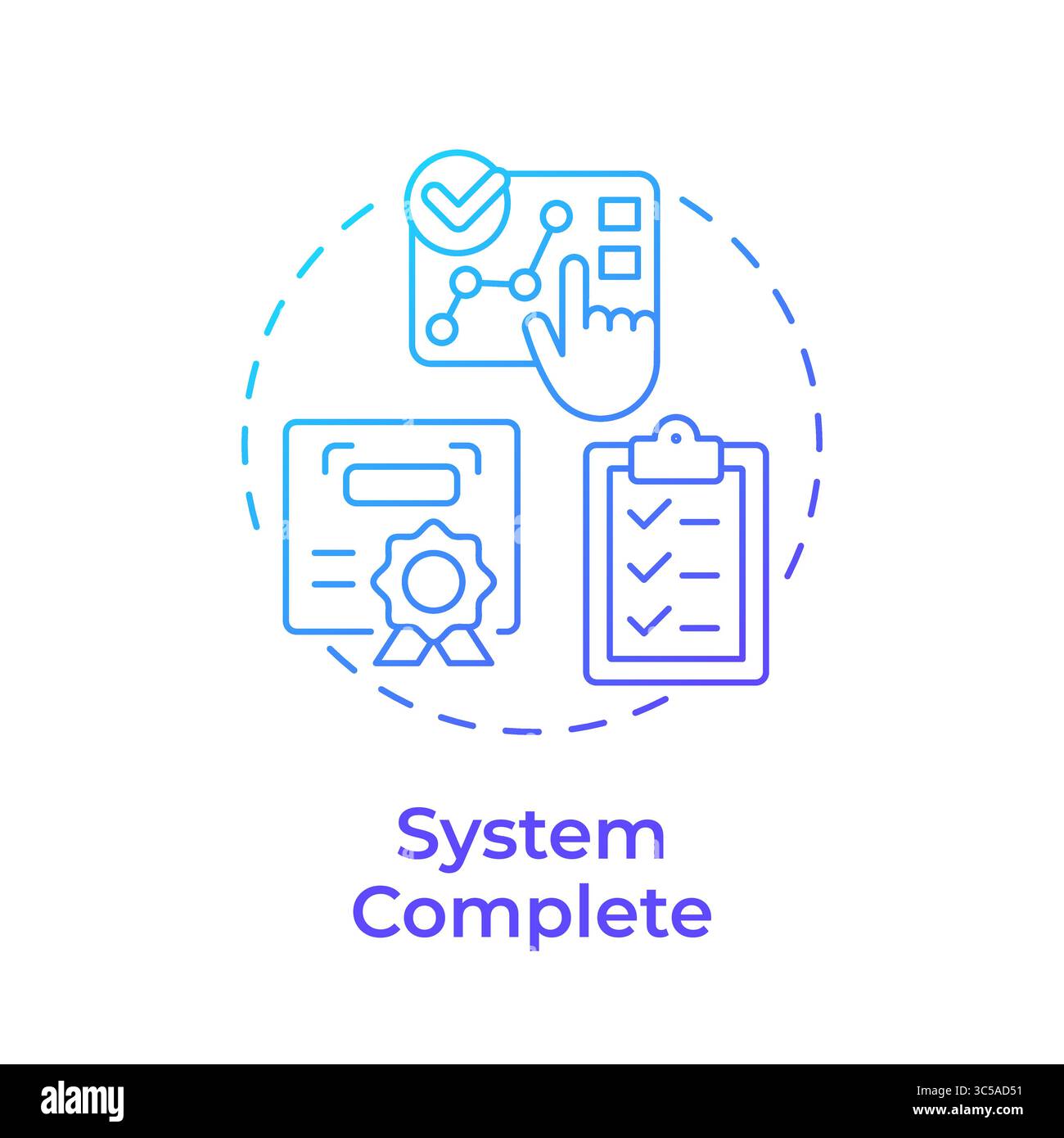 System complete blue gradient concept icon Stock Vector