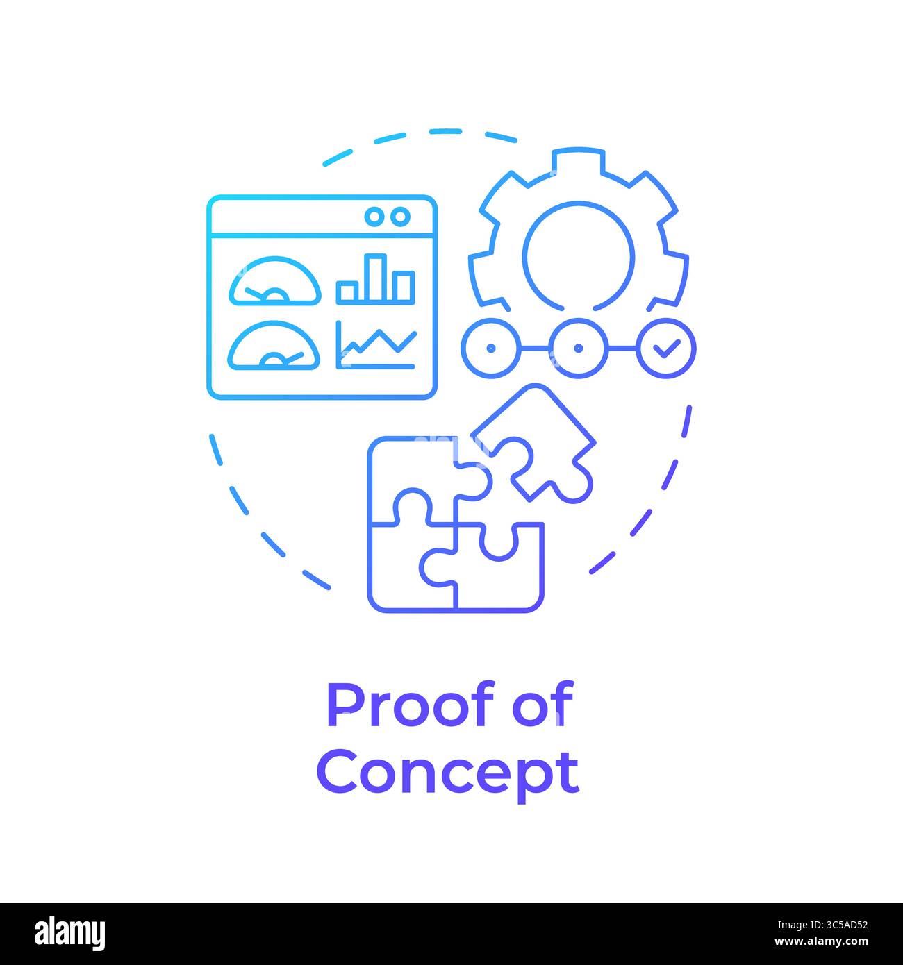 Proof of concept blue gradient concept icon Stock Vector
