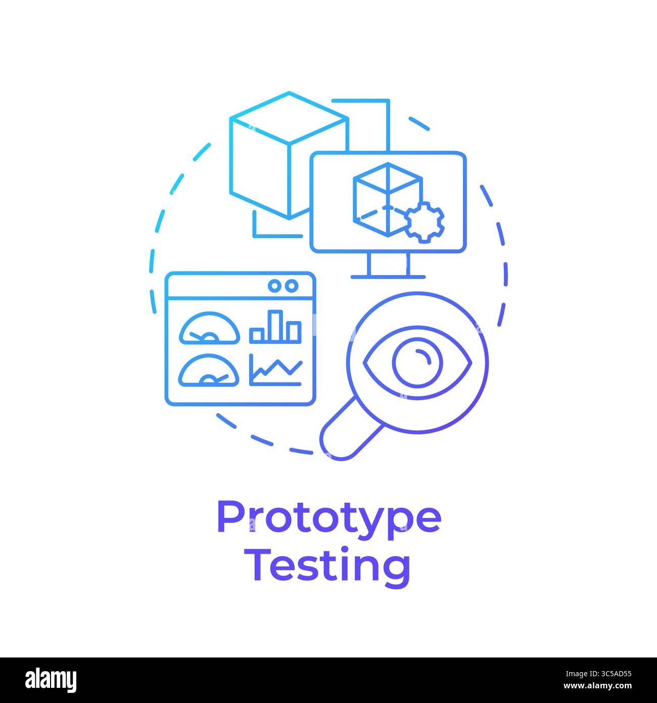 Prototype testing blue gradient concept icon Stock Vector