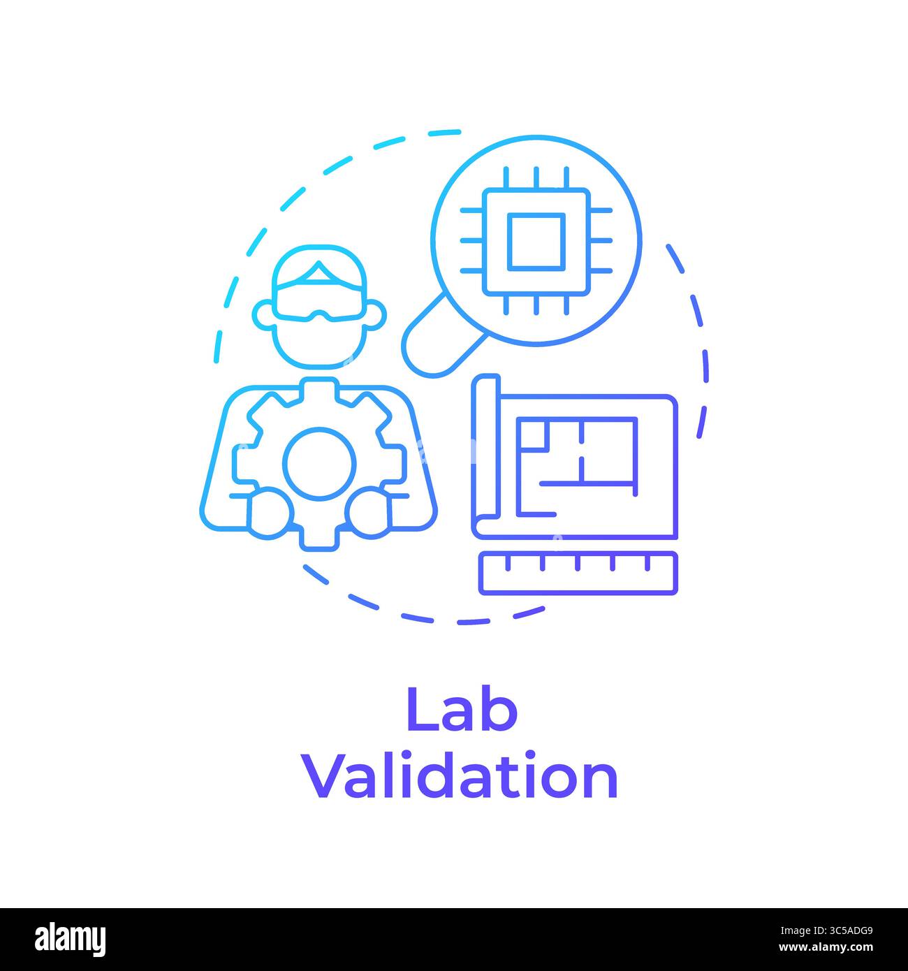 Lab validation blue gradient concept icon Stock Vector