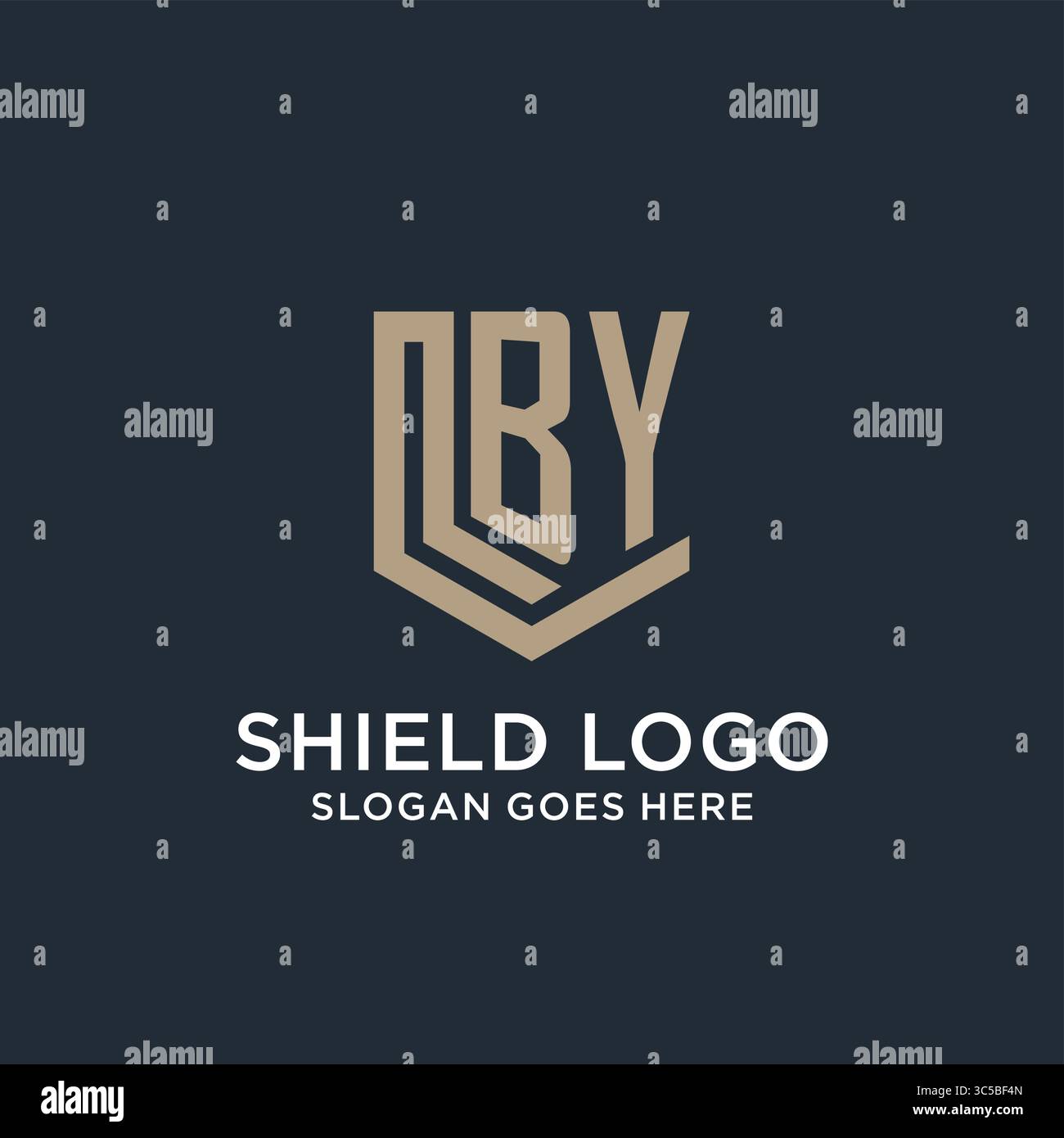 Initial BY logo shield guard shapes logo idea vector graphic vector graphic Stock Vector