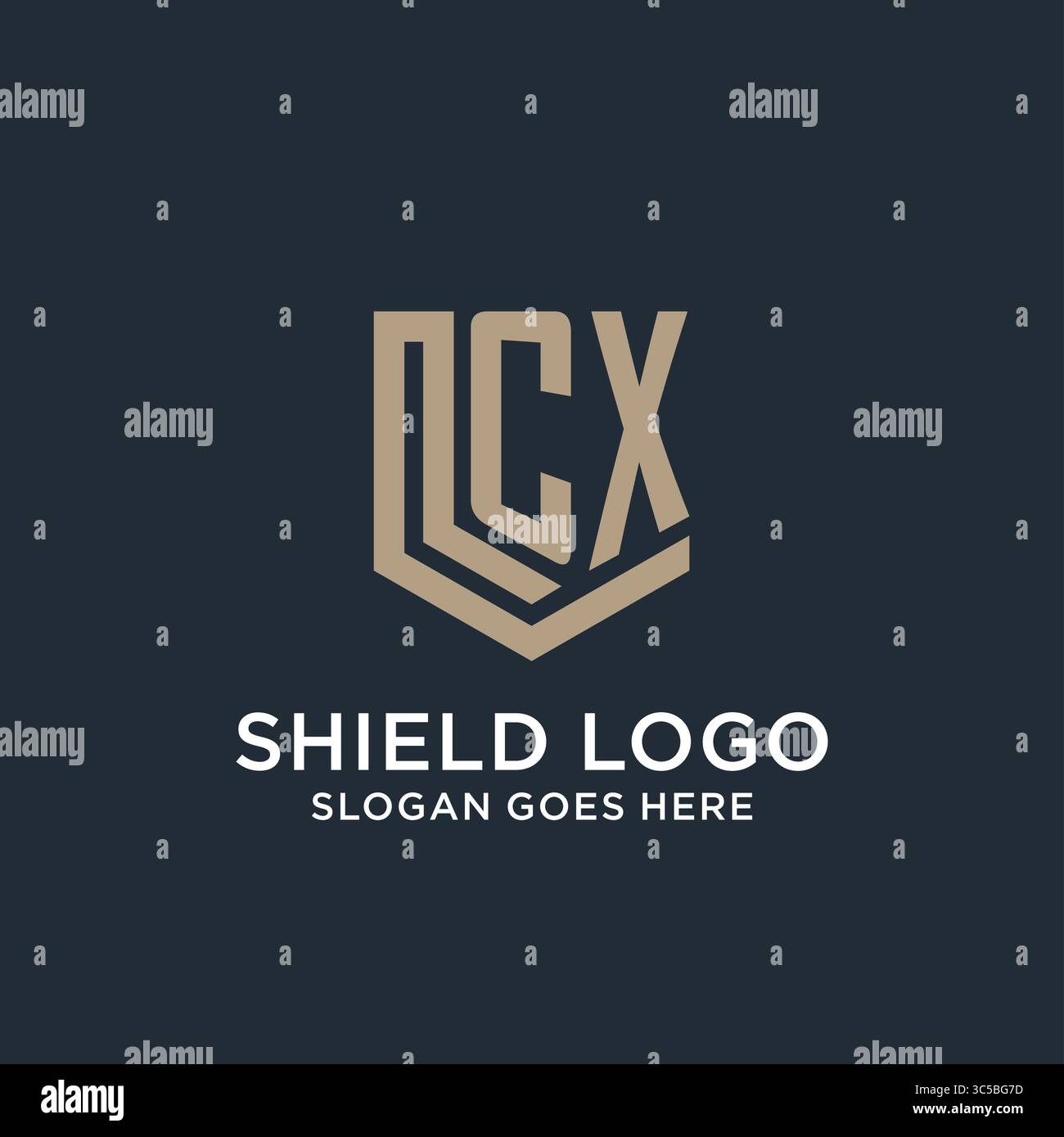 Initial CX logo shield guard shapes logo idea vector graphic vector graphic Stock Vector