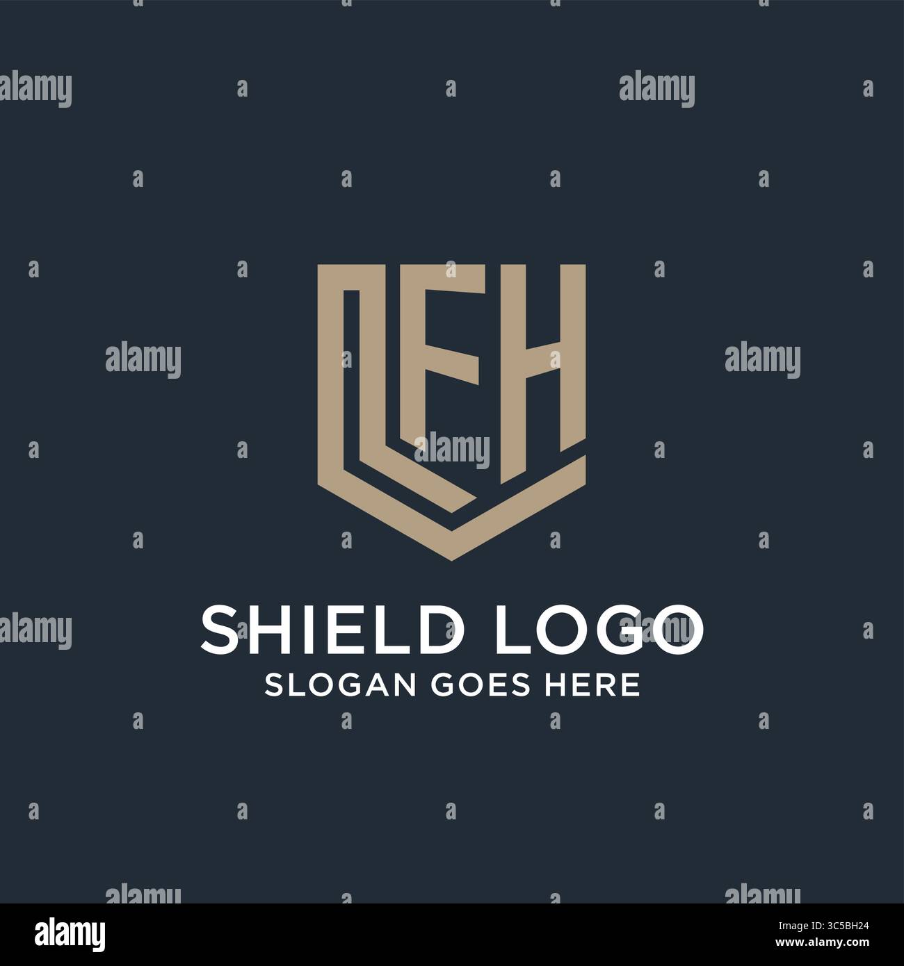 Initial FH logo shield guard shapes logo idea vector graphic vector graphic Stock Vector