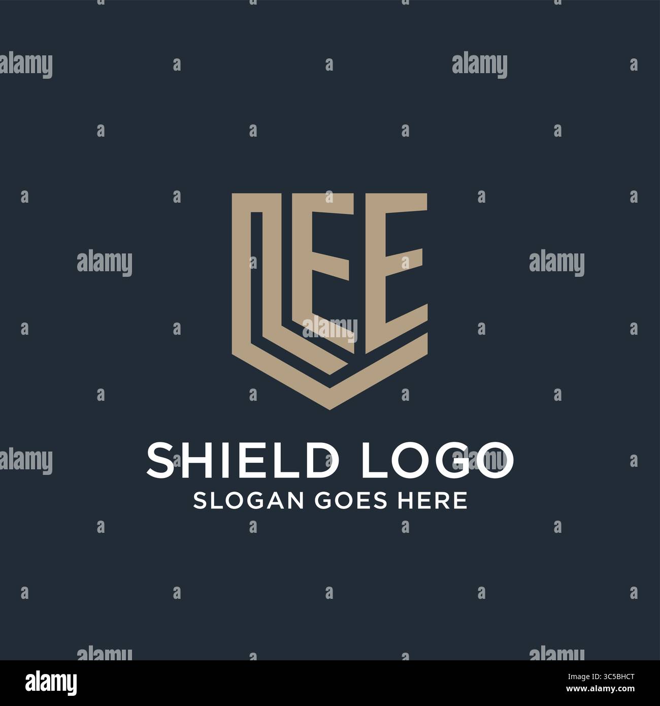 Initial EE logo shield guard shapes logo idea vector graphic vector graphic Stock Vector