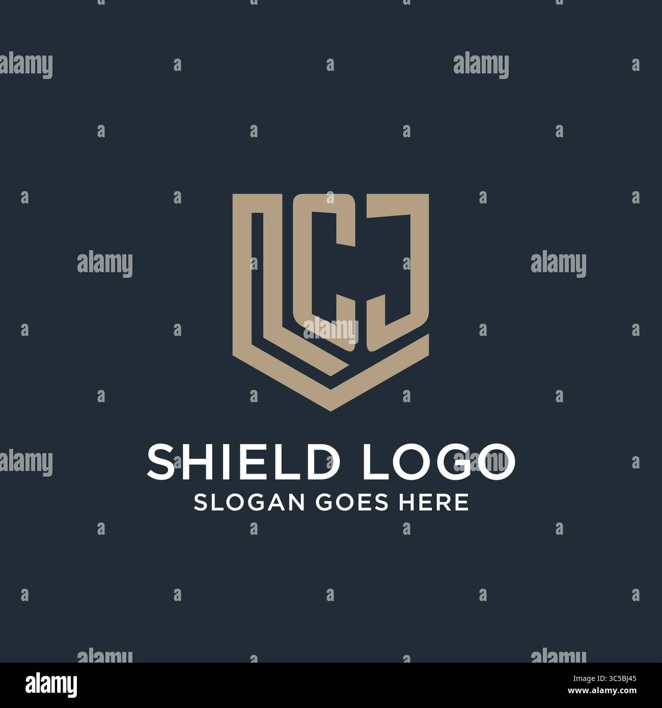 Initial CJ logo shield guard shapes logo idea vector graphic vector graphic Stock Vector