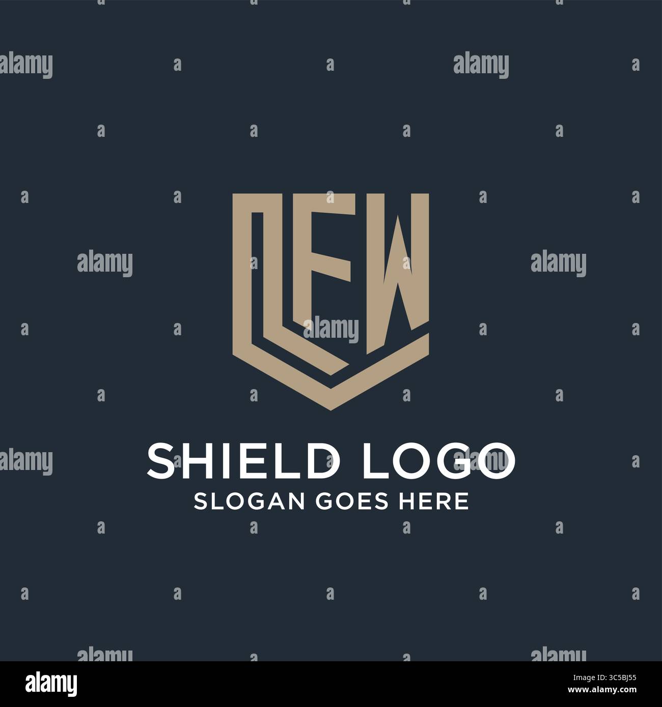 Initial FW logo shield guard shapes logo idea vector graphic vector ...