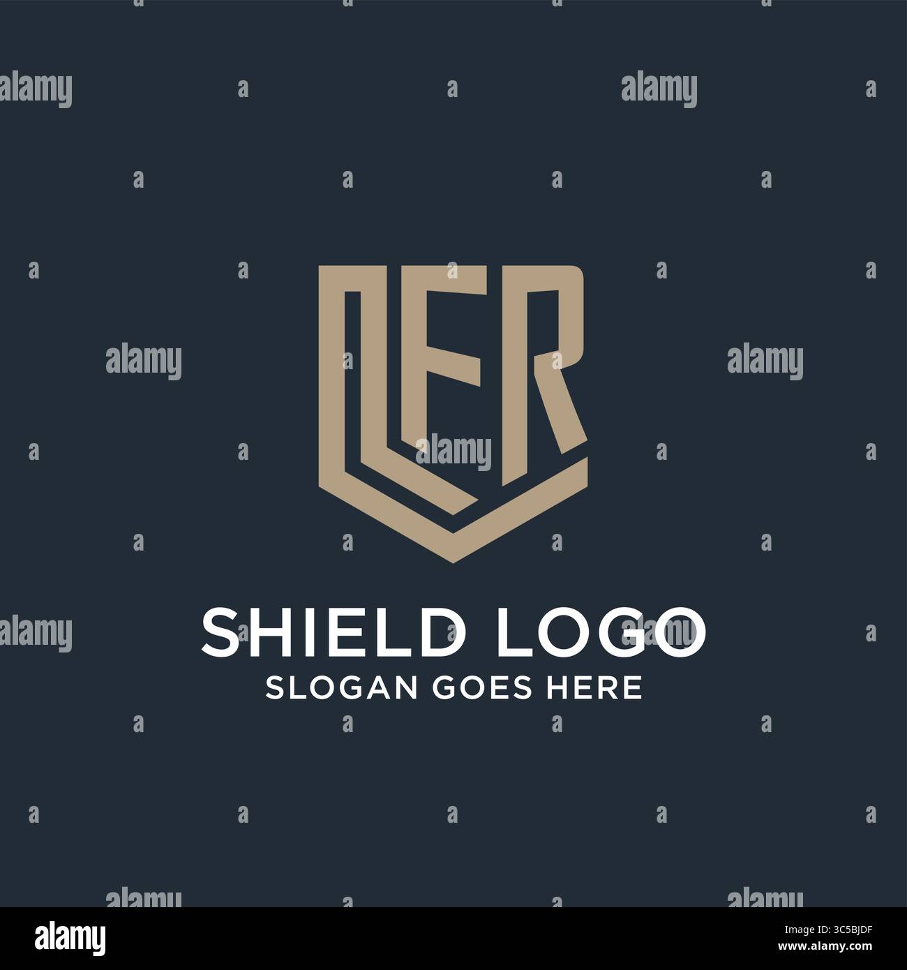 Initial FR logo shield guard shapes logo idea vector graphic vector graphic Stock Vector
