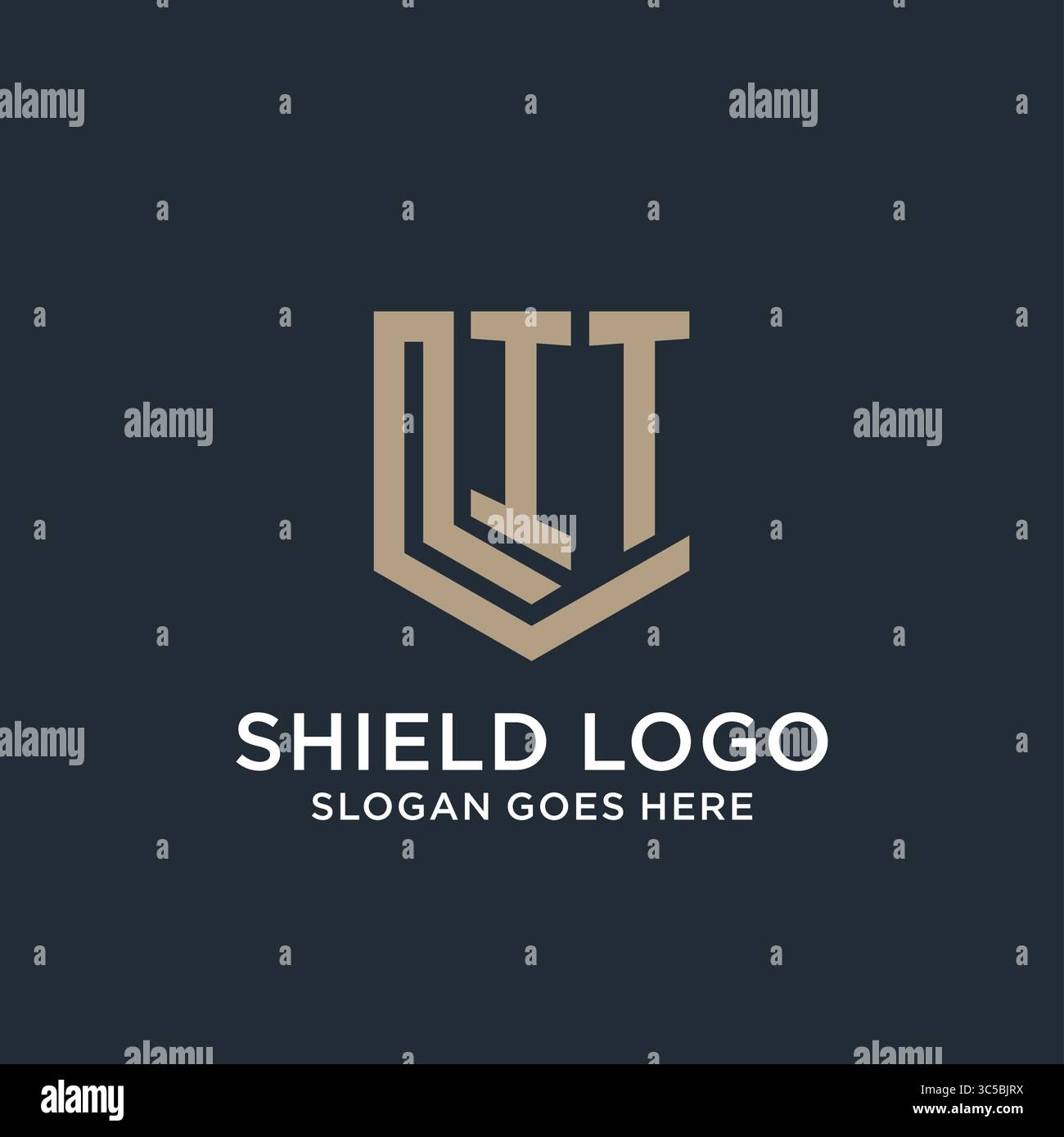 Initial IT logo shield guard shapes logo idea vector graphic vector graphic Stock Vector