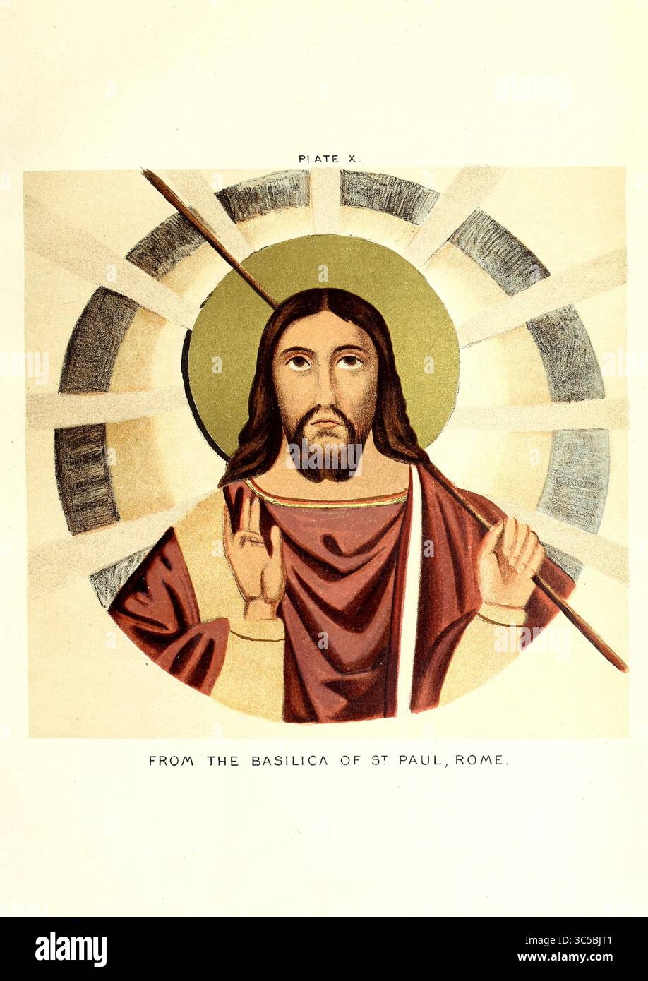MOSAIC FROM THE BASILICA OF S. PAUL, ROME from The likeness of Christ: being an inquiry into the verisimilitude of the received likeness of Our Blessed Lord by Heaphy, Thomas, 1813-1873; Bayliss, Wyke, Sir, 1835-1906 Published 1886 Stock Photo