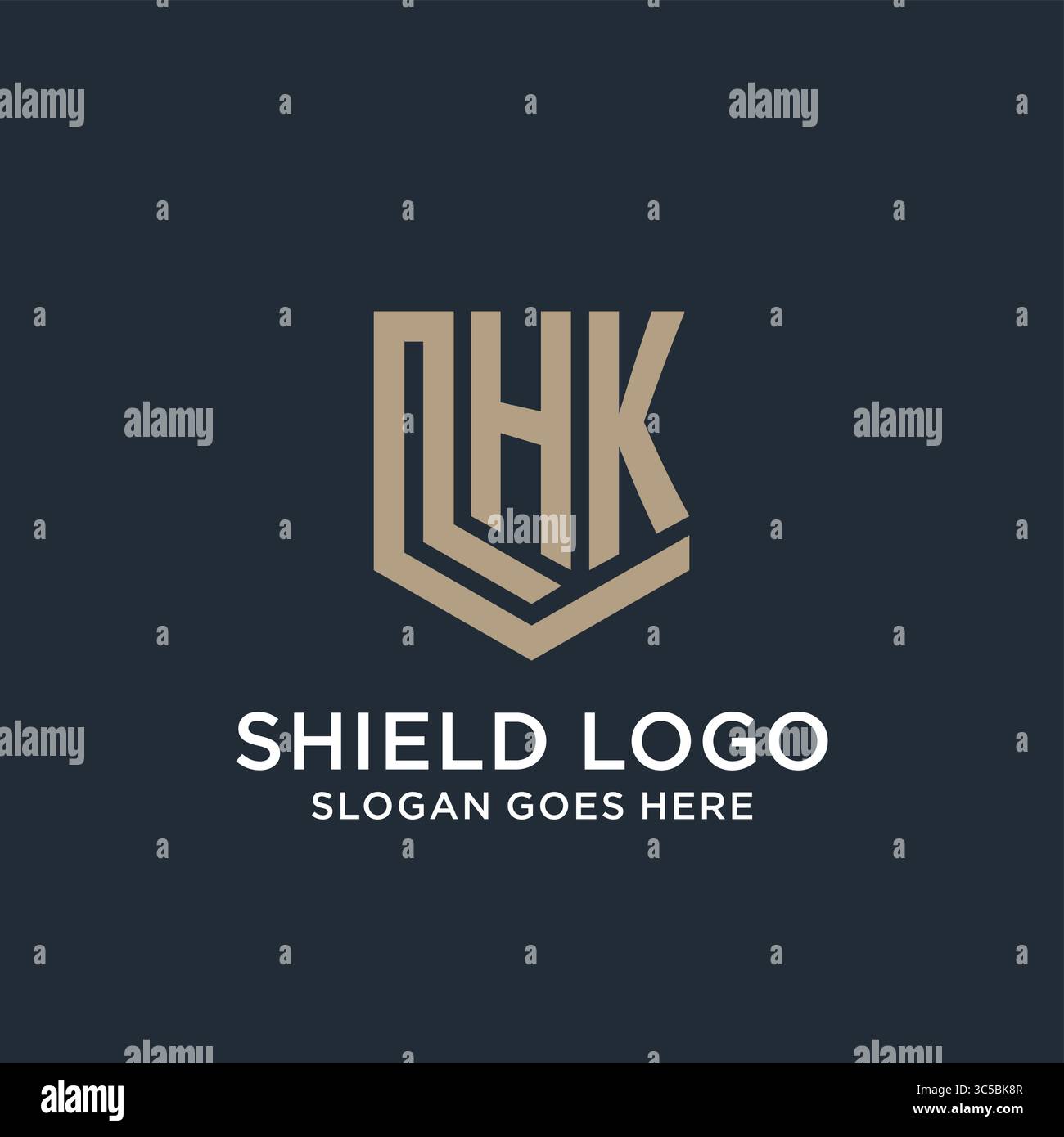 Initial HK logo shield guard shapes logo idea vector graphic vector graphic Stock Vector