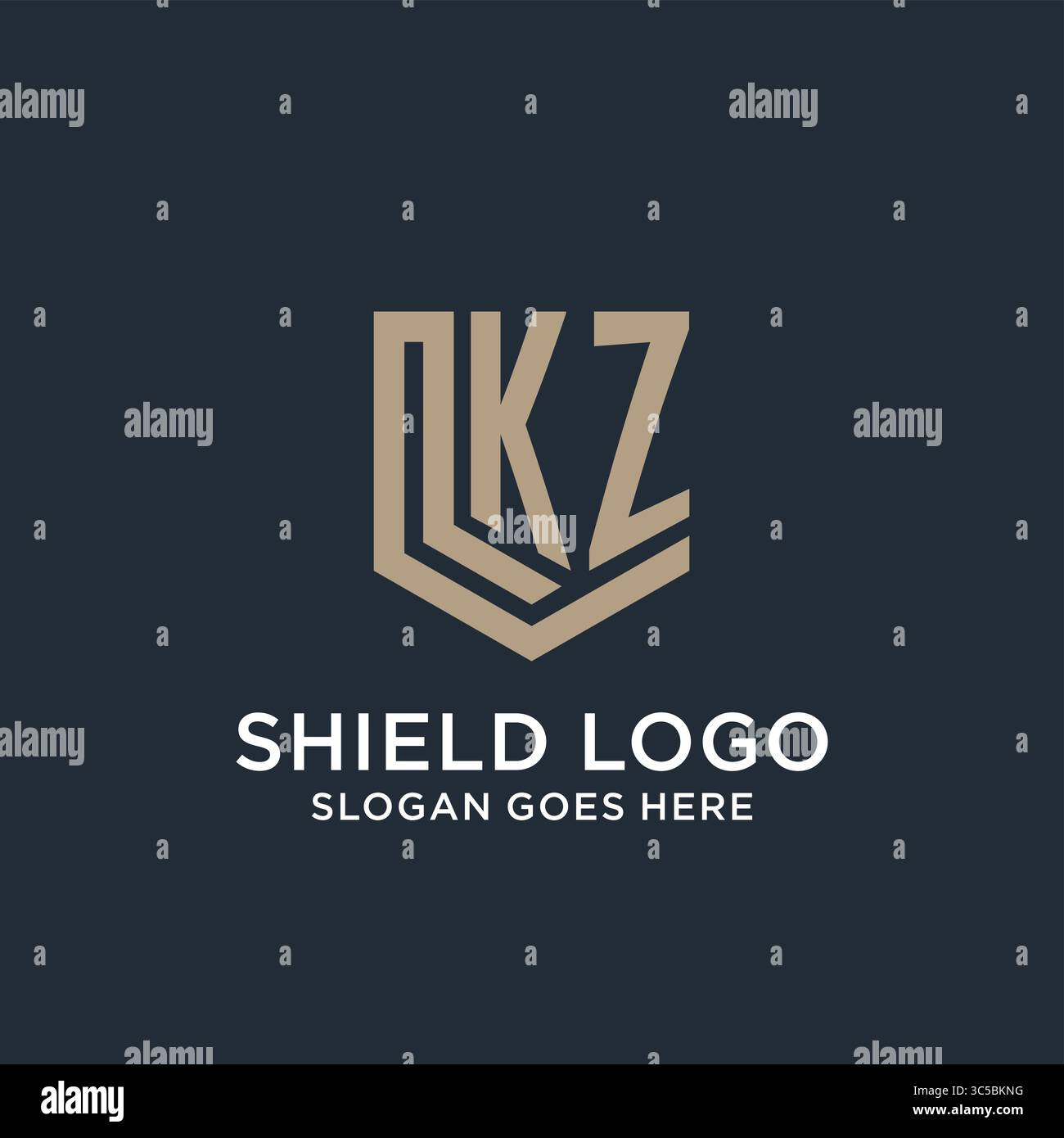 Initial KZ logo shield guard shapes logo idea vector graphic vector ...