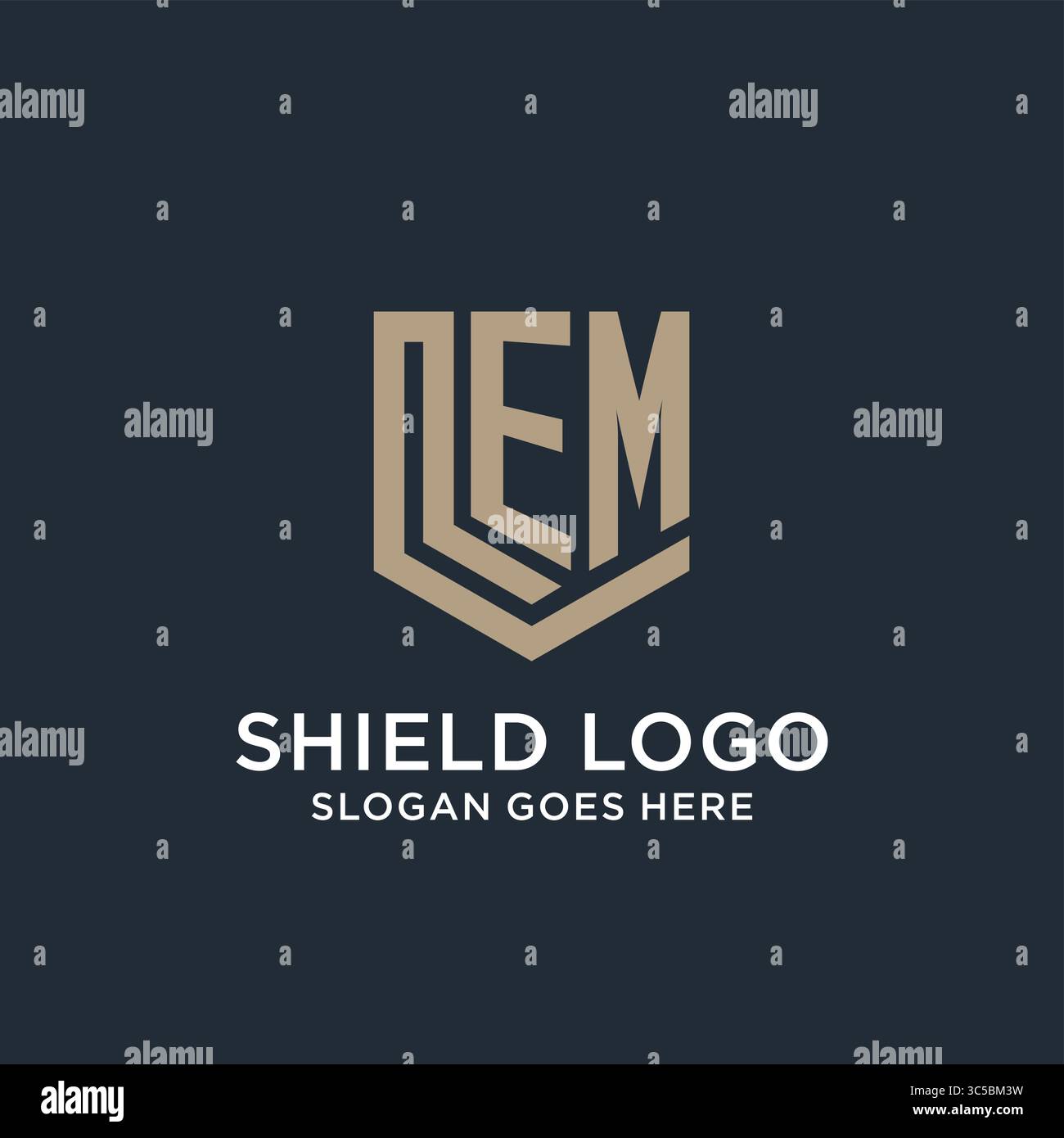 Initial EM logo shield guard shapes logo idea vector graphic vector graphic Stock Vector
