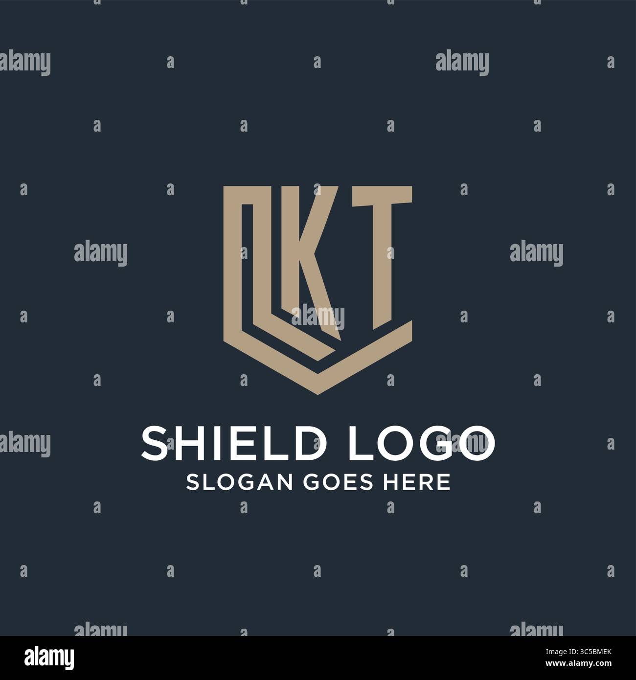 Initial KT logo shield guard shapes logo idea vector graphic vector ...