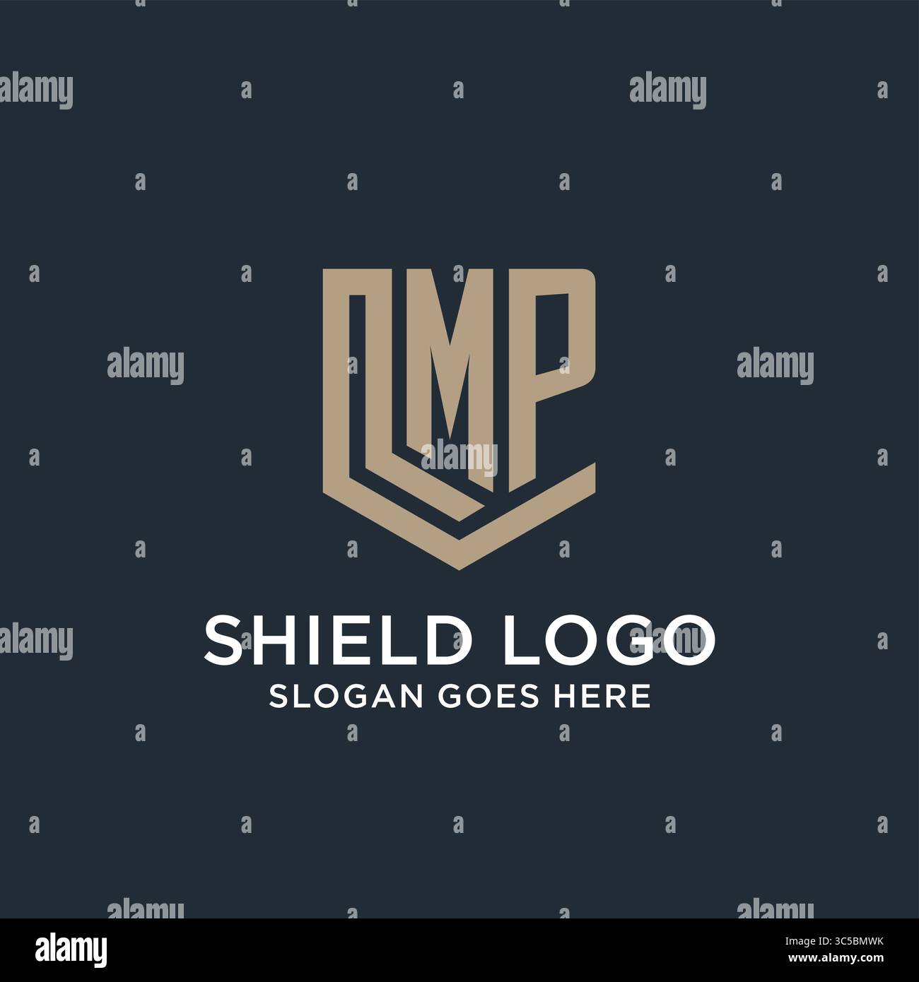 Initial MP logo shield guard shapes logo idea vector graphic vector graphic Stock Vector