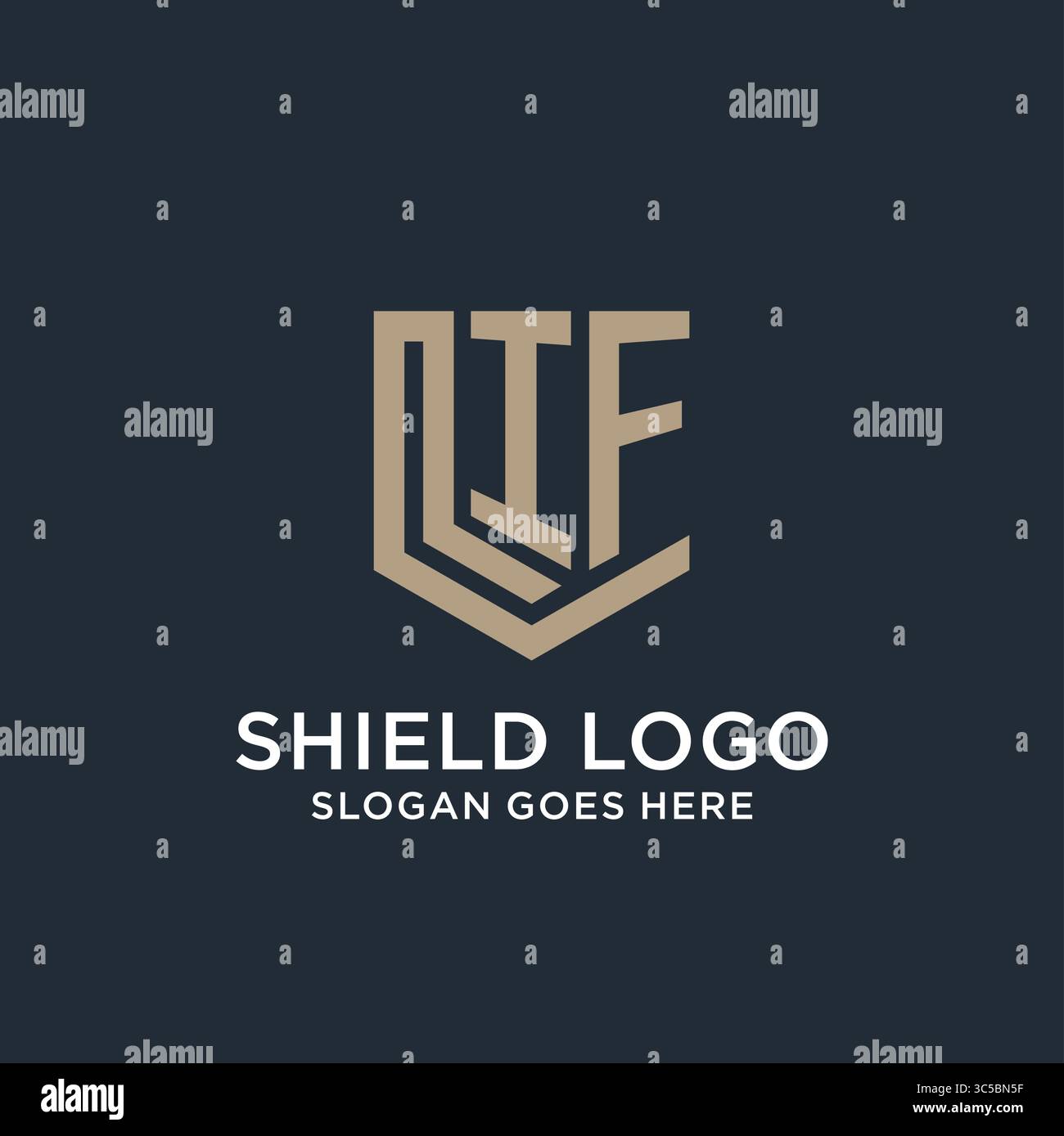 Initial IF logo shield guard shapes logo idea vector graphic vector graphic Stock Vector