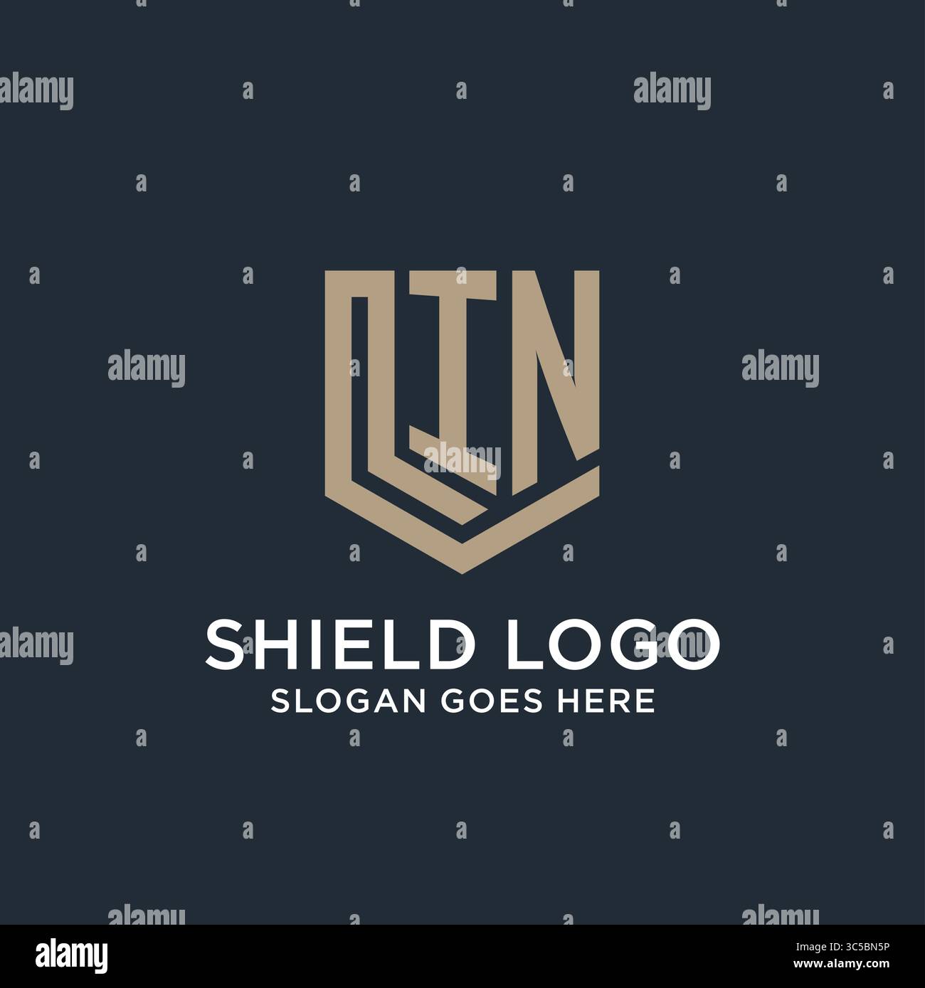 Initial IN logo shield guard shapes logo idea vector graphic vector graphic Stock Vector