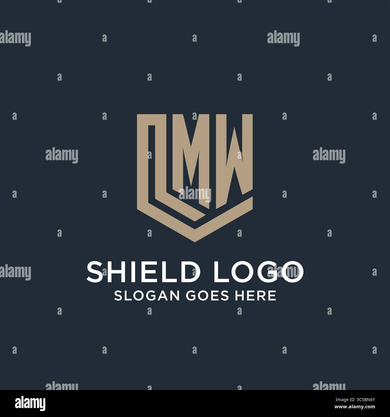 Initial MW logo shield guard shapes logo idea vector graphic vector graphic Stock Vector