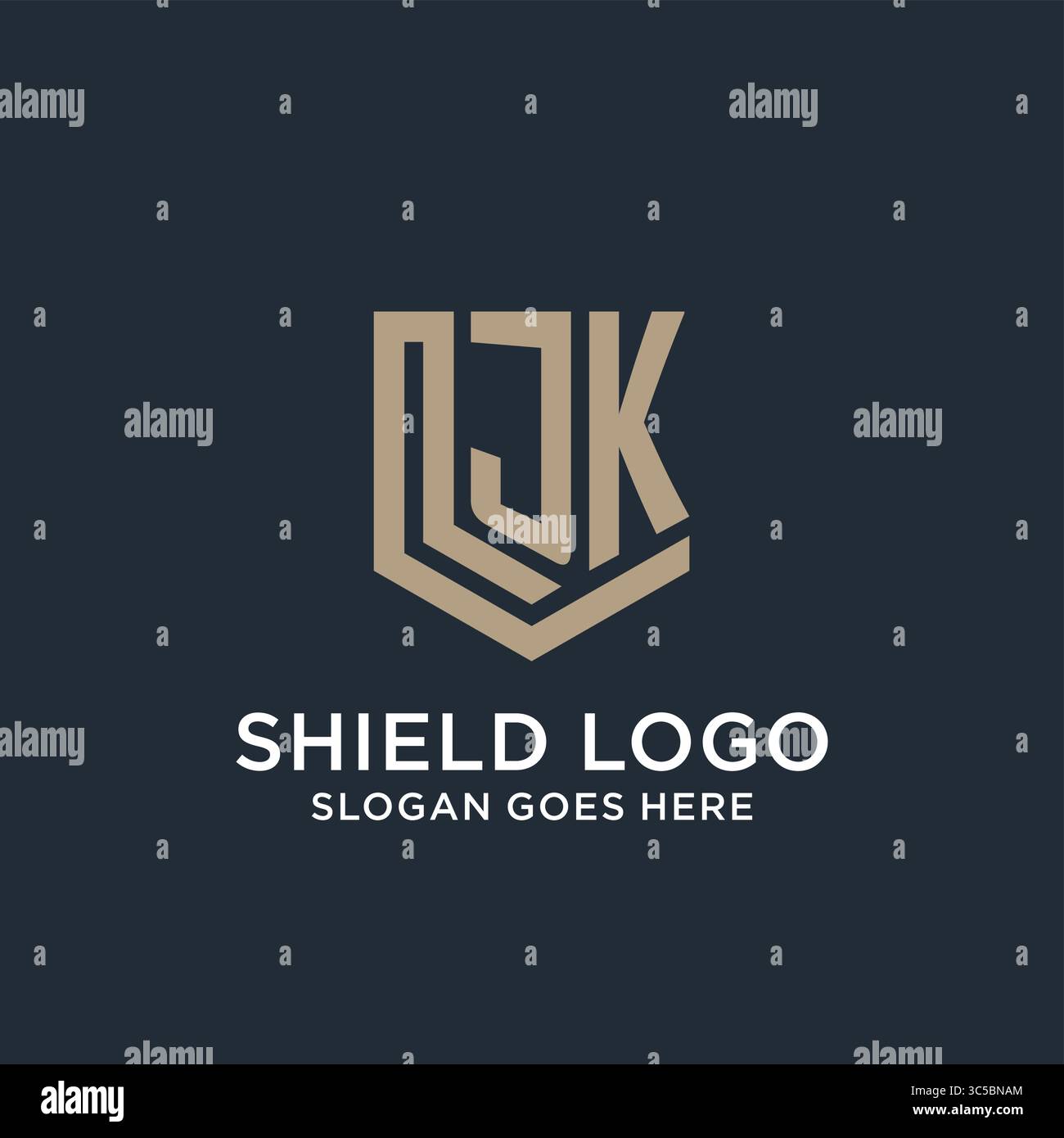 Initial JK logo shield guard shapes logo idea vector graphic vector graphic Stock Vector