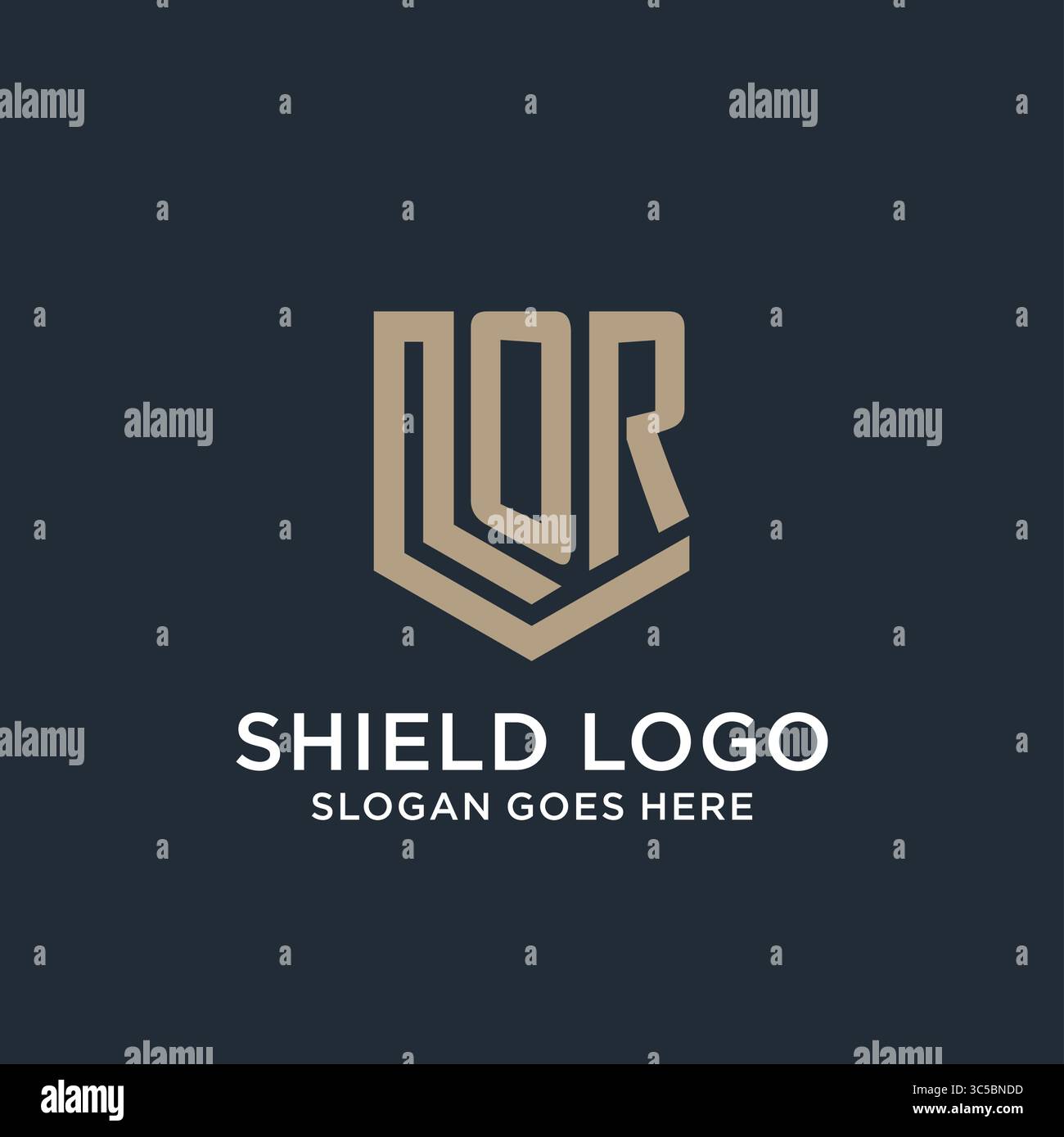 Initial OR logo shield guard shapes logo idea vector graphic vector graphic Stock Vector