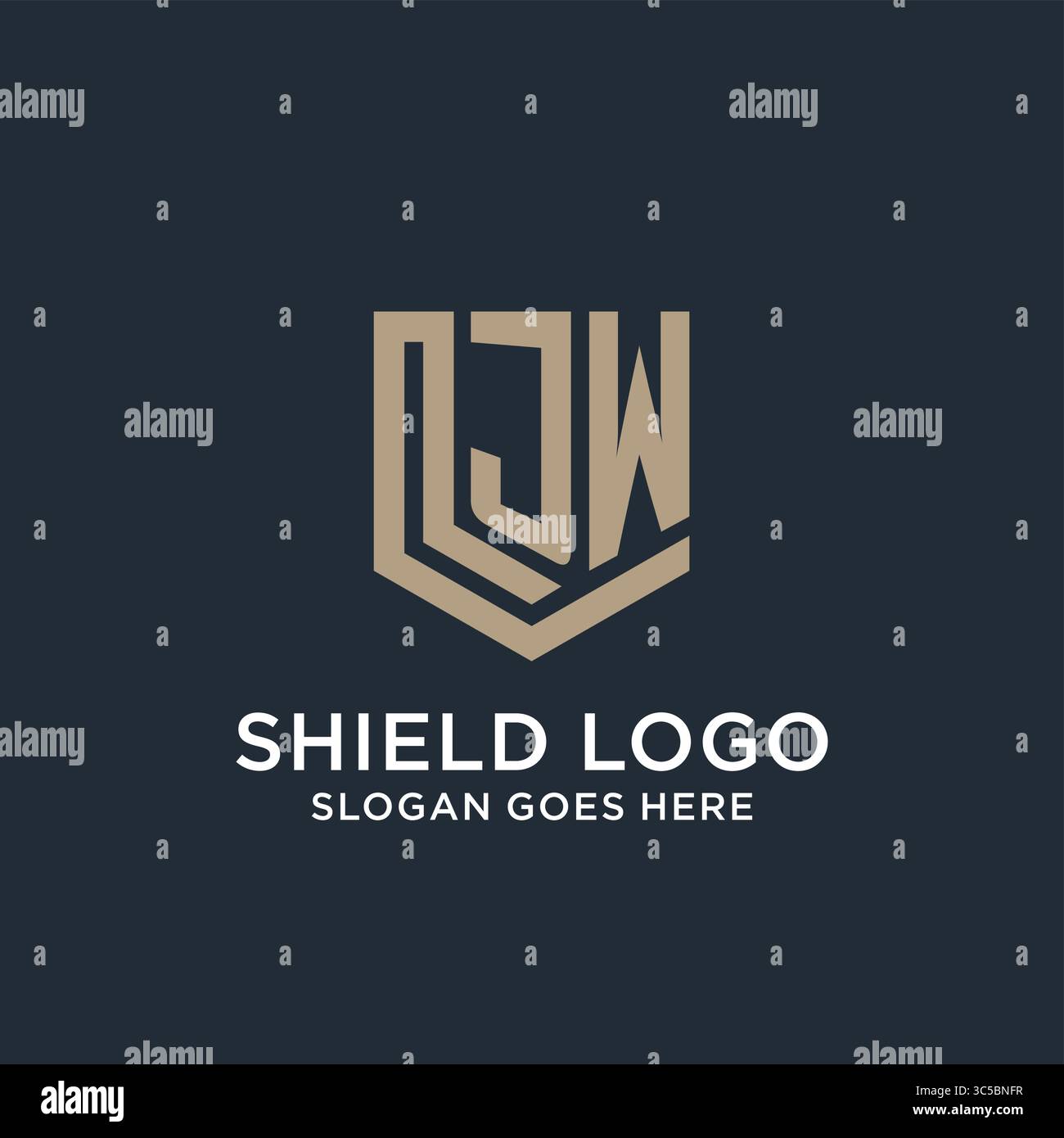 Initial JW logo shield guard shapes logo idea vector graphic vector ...