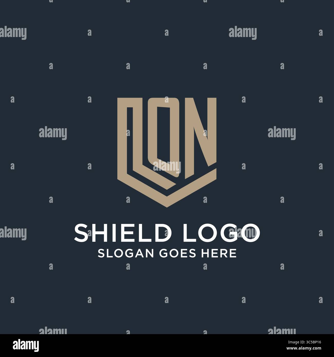 Initial ON logo shield guard shapes logo idea vector graphic vector graphic Stock Vector