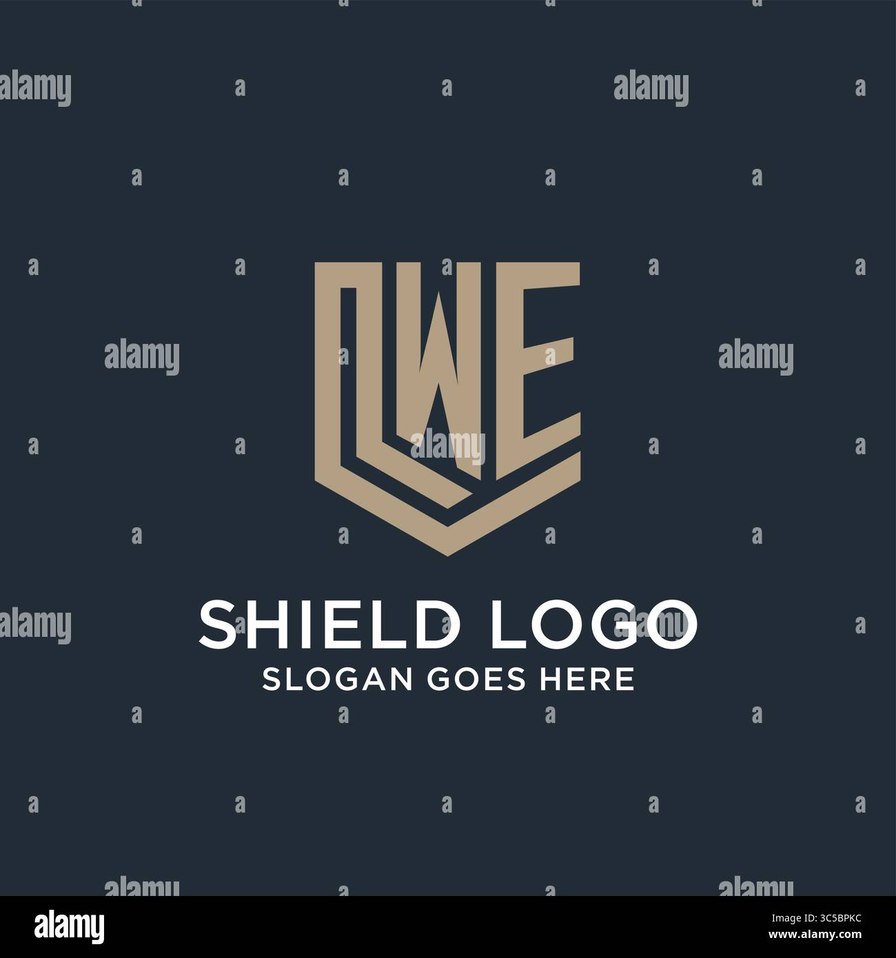 Initial WE logo shield guard shapes logo idea vector graphic vector graphic Stock Vector