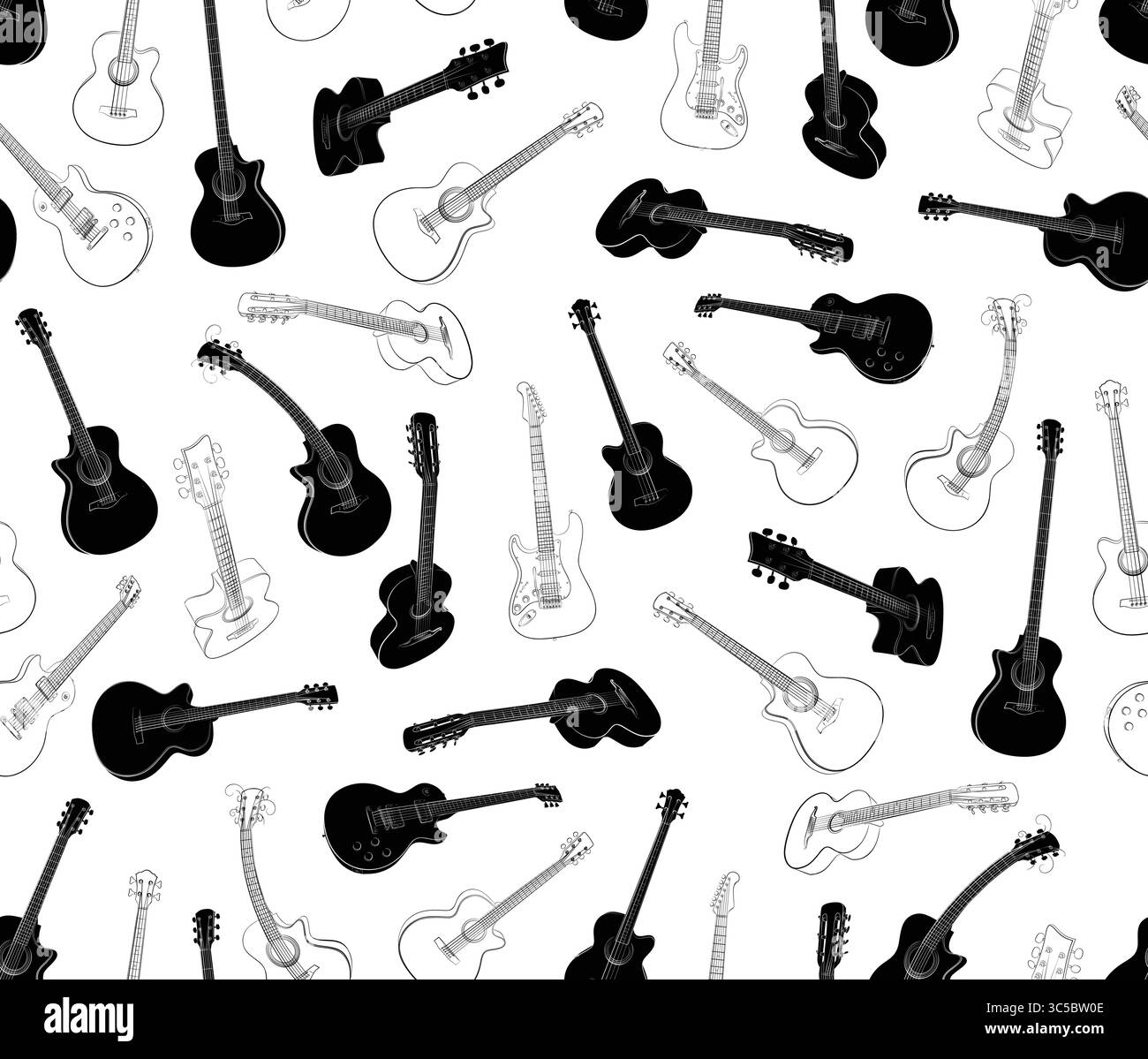 The seamless background with a different guitars Stock Vector Image ...