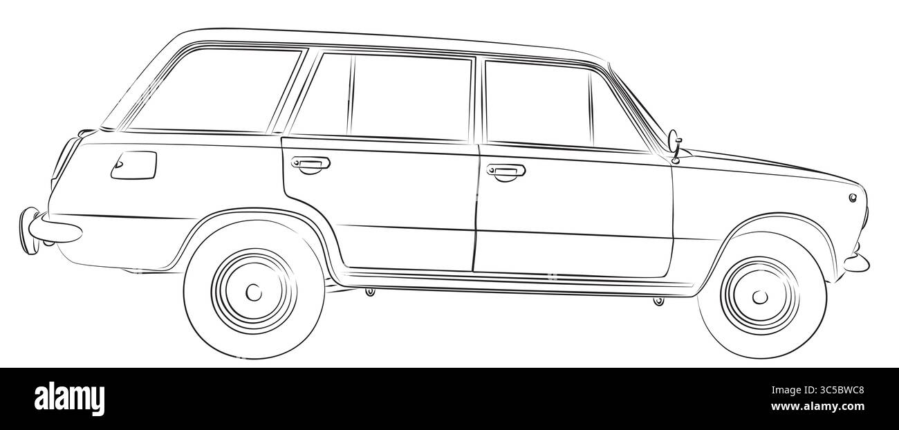 The Sketch of a old retro car Stock Vector Image & Art - Alamy