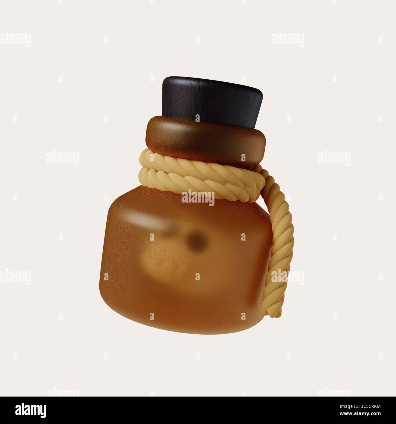 3D cute Halloween potion bottle icon with rope details. 3D render ...