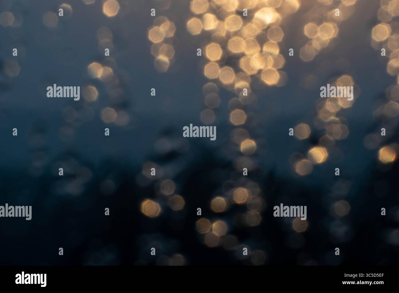Golden light refracts through water, creating a mesmerizing abstract pattern. Stock Photo