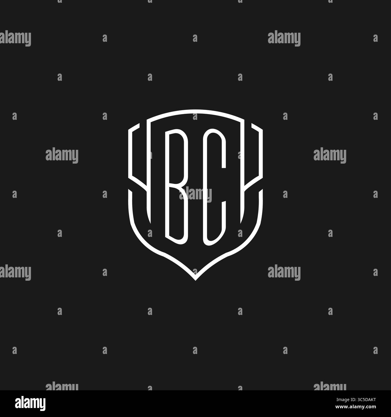 Initial BC logo monoline shield icon shape with vector graphic Stock ...